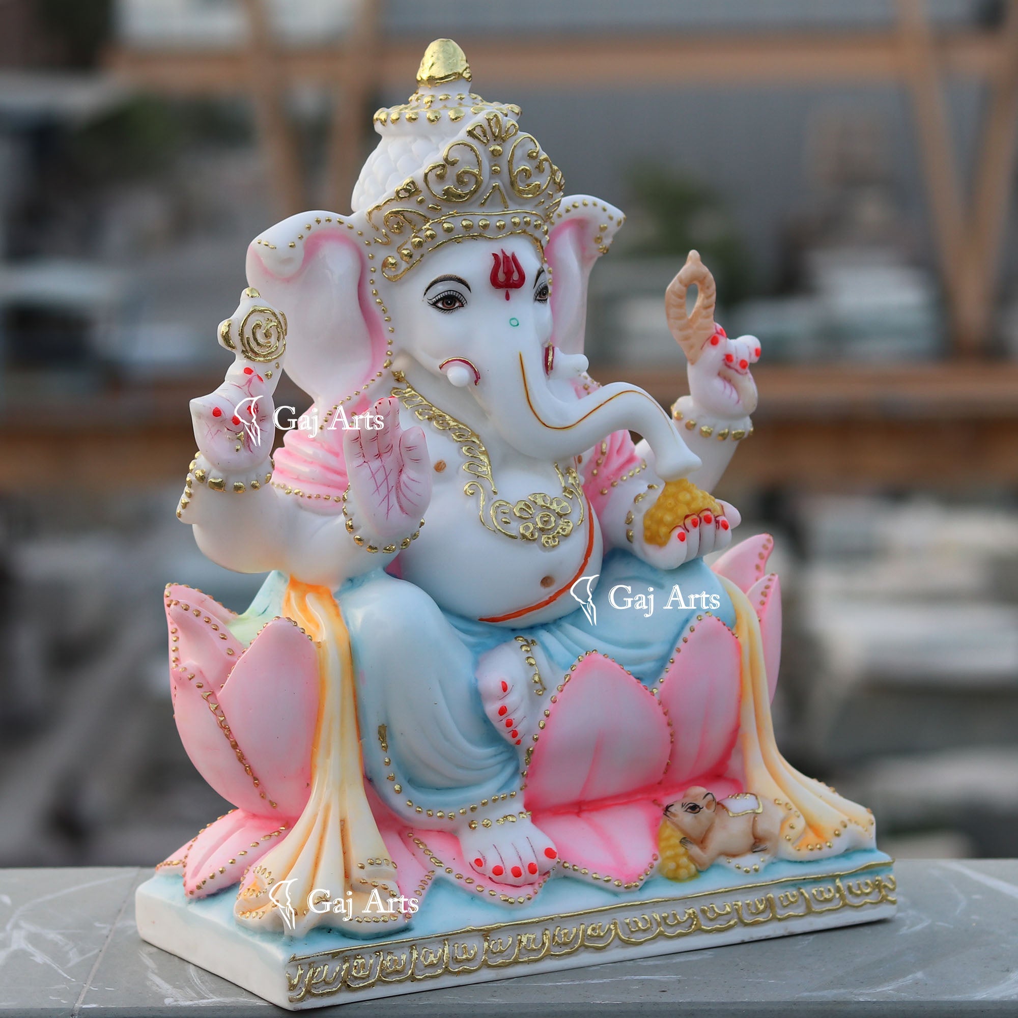 White Marble Ethiopia Ganesh Idol | 15 Inch