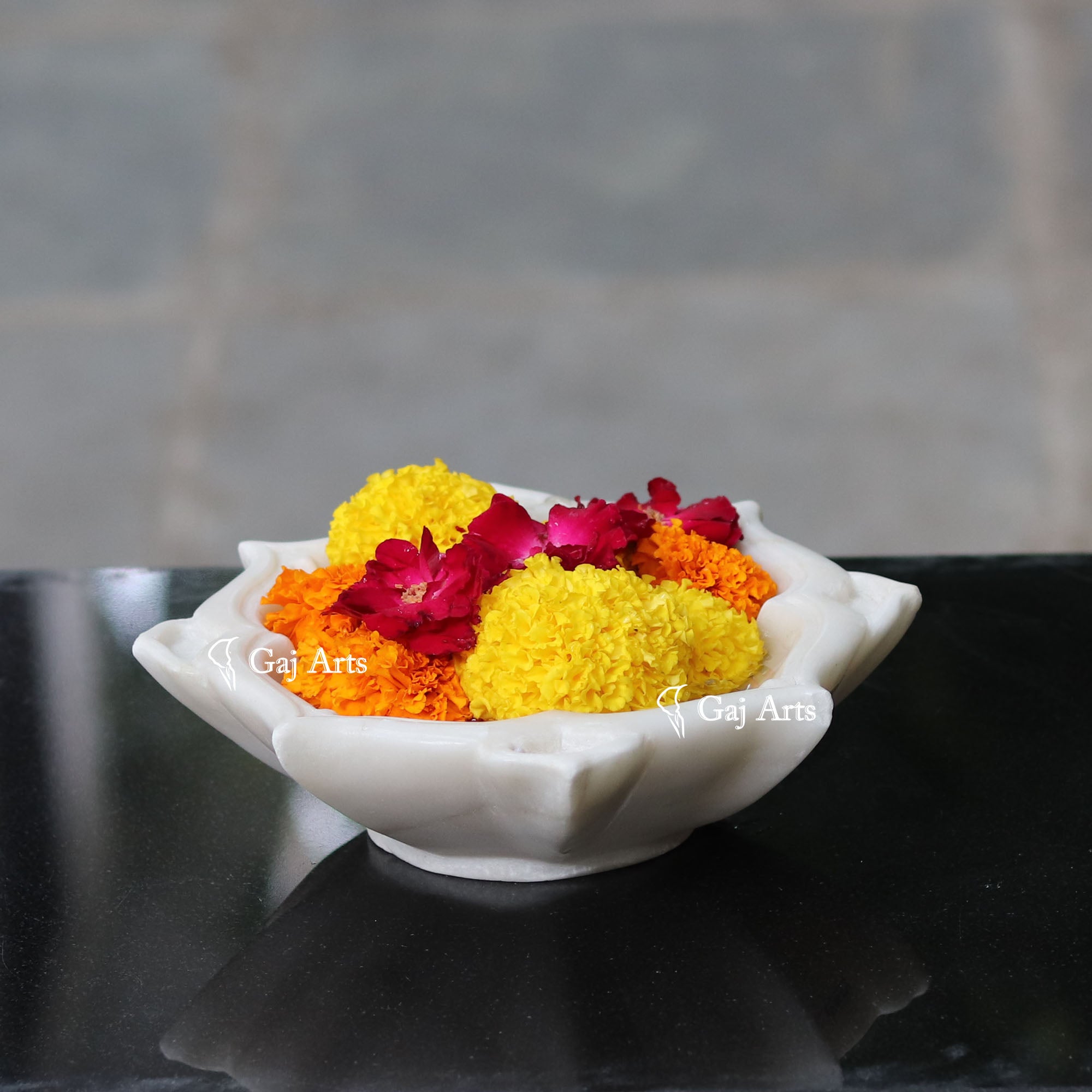 White Marble Premium Floral Bowl | 9 Inch