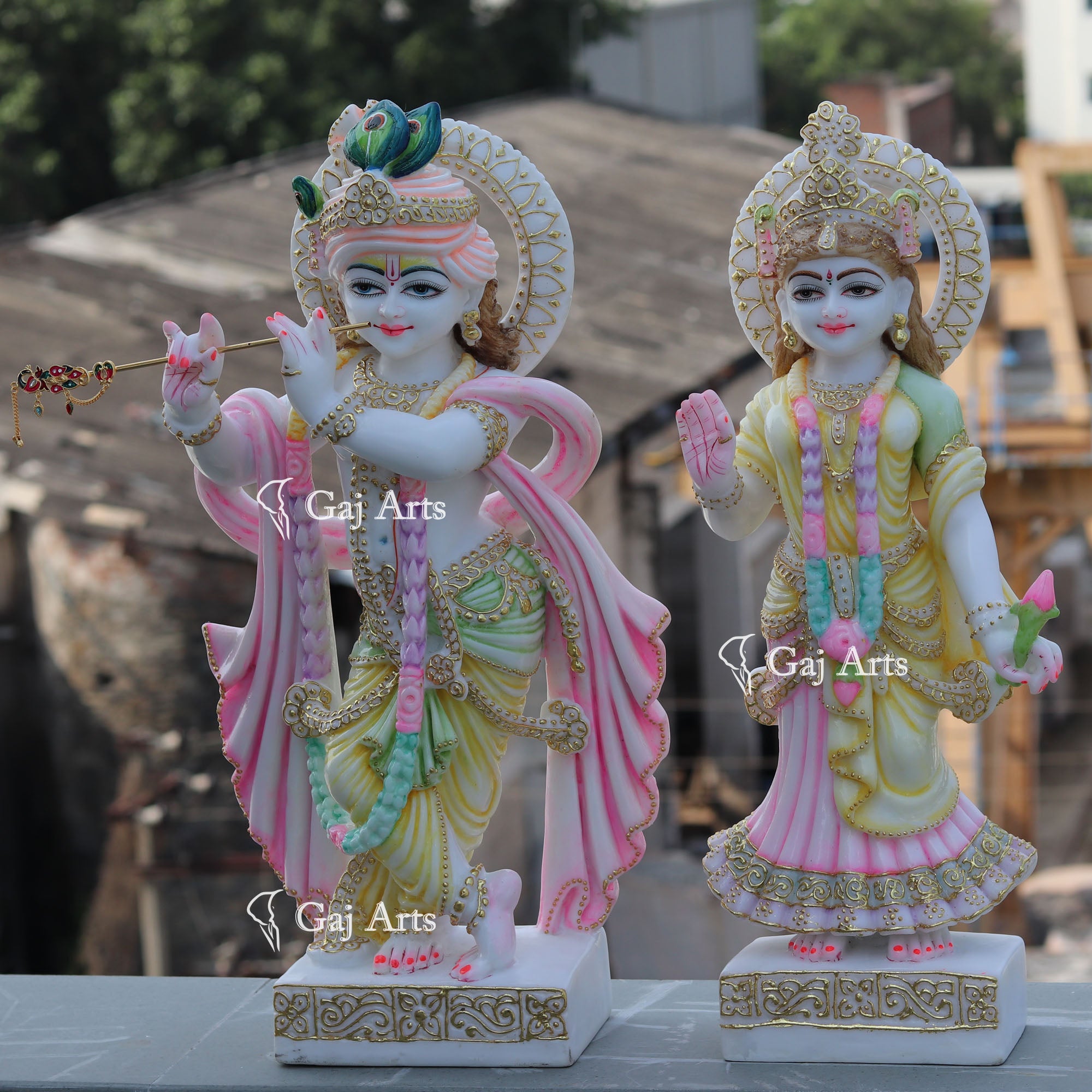 White Marble Ethiopia Radha Krishna Idol | 24 Inch