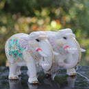 White Ethiopia Marble Elephant Statue | 9 Inch
