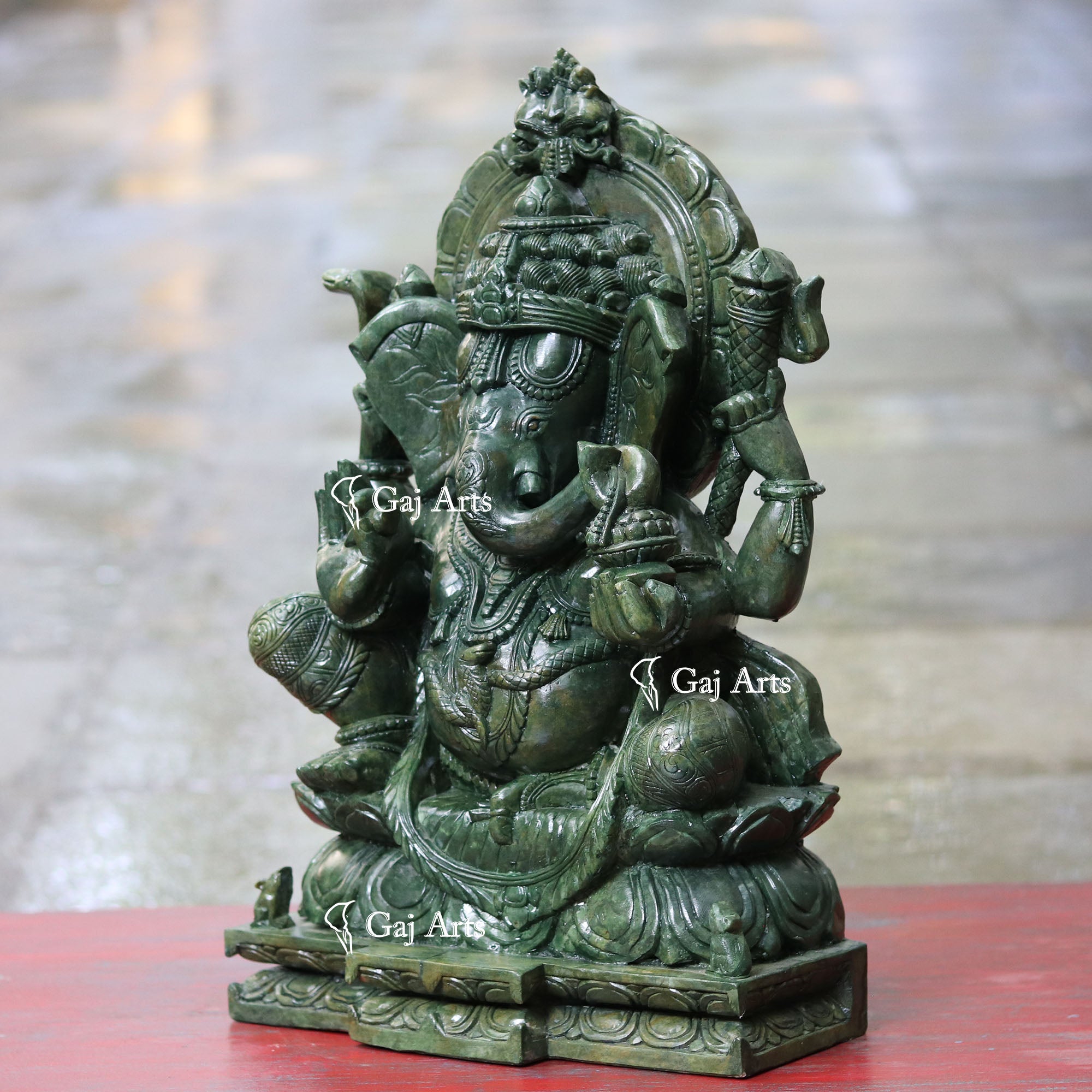 Natural Green Quartz Ganesh Statue | 18 Inch