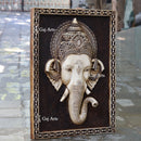White  Antique Finish  Ganpati Face Wall Panel | 48 Inch