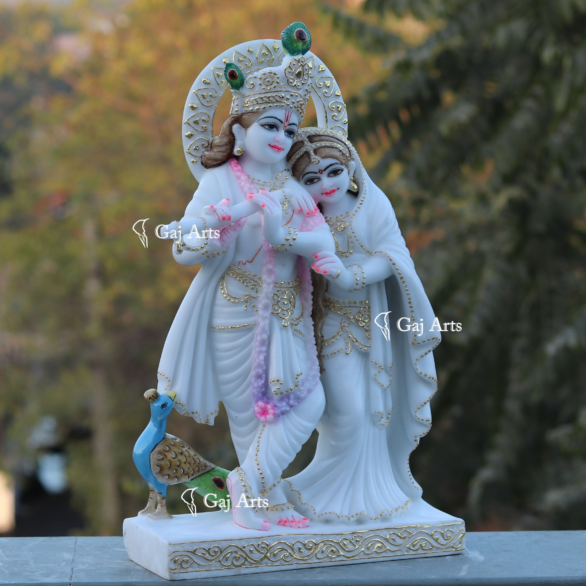 White Marble Ethiopia Radha Krishna Idol | 24 Inch
