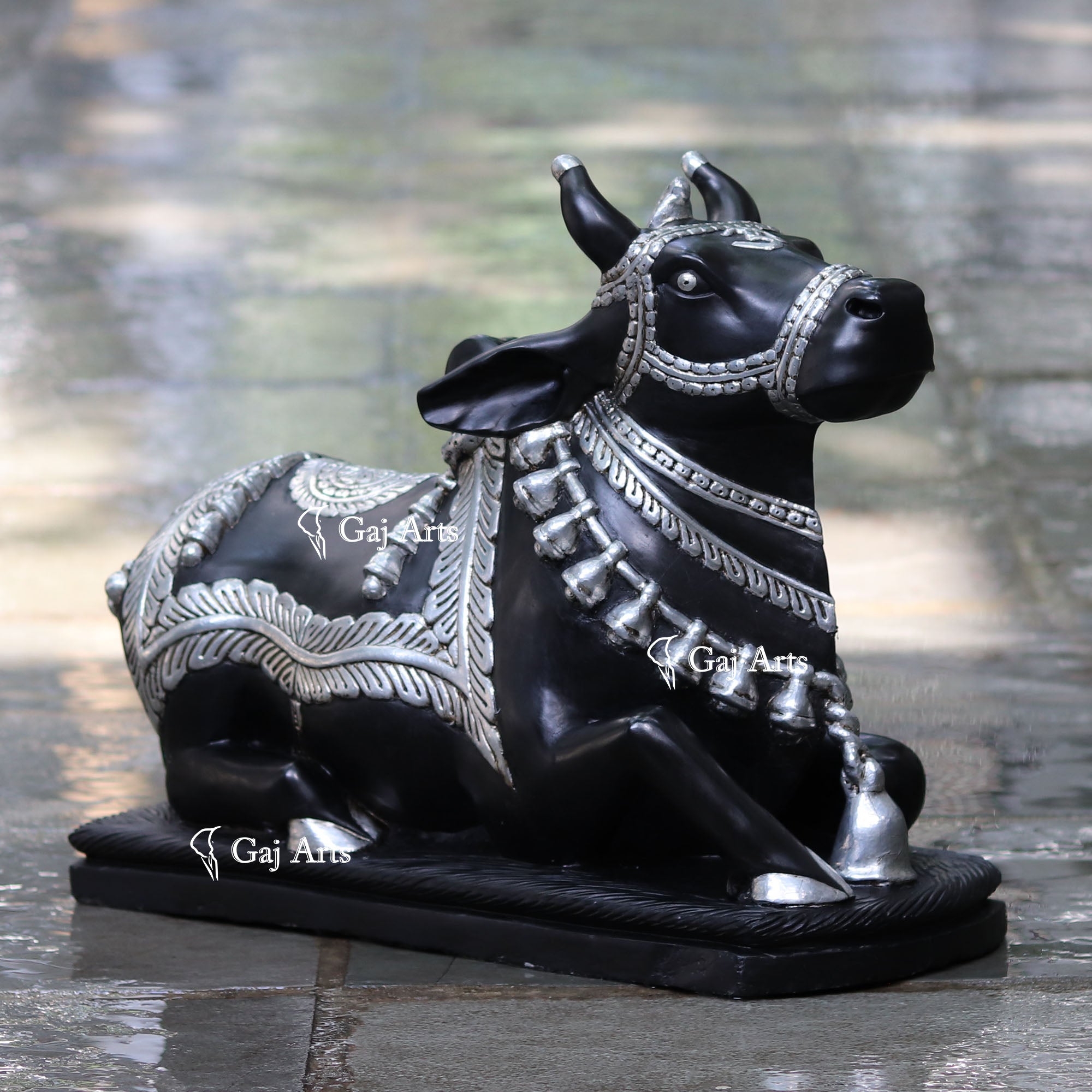 Black Marble Nandi Idol | 24 Inch