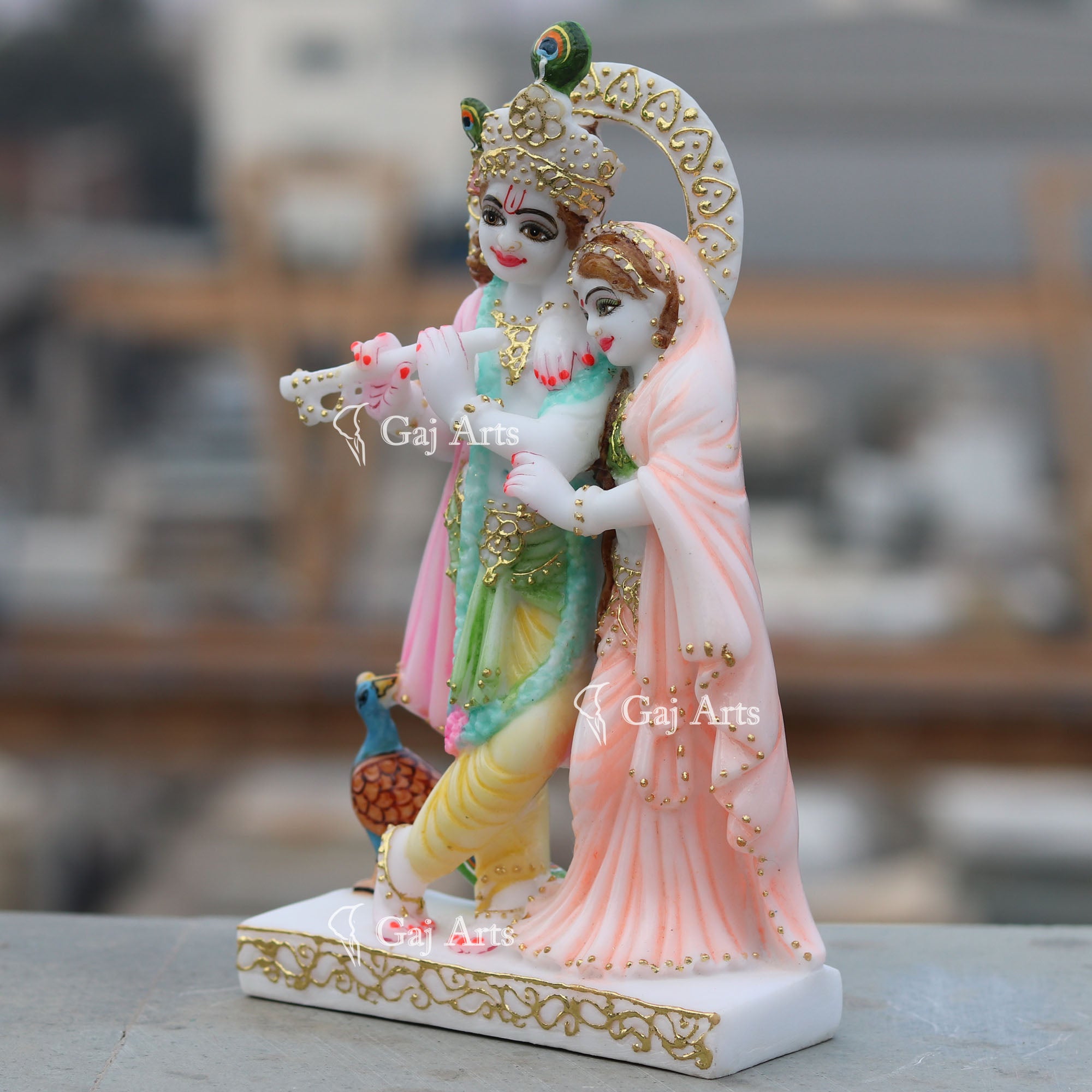 White Marble  Radha Krishna Jodi | 9 Inch