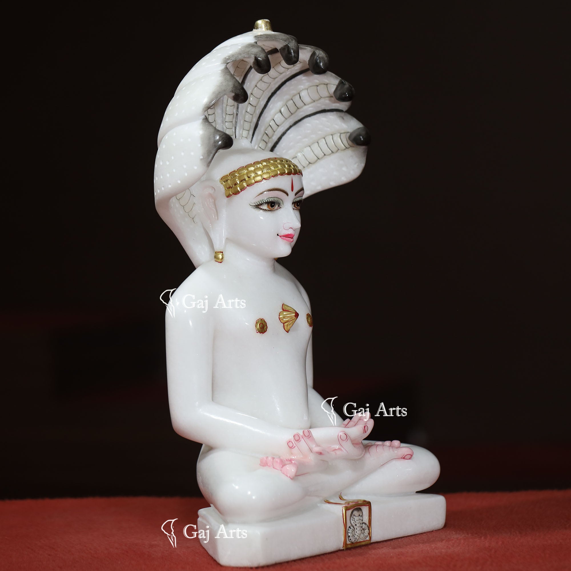 White Makrana Marble Parshwanath Idol | 17 Inch