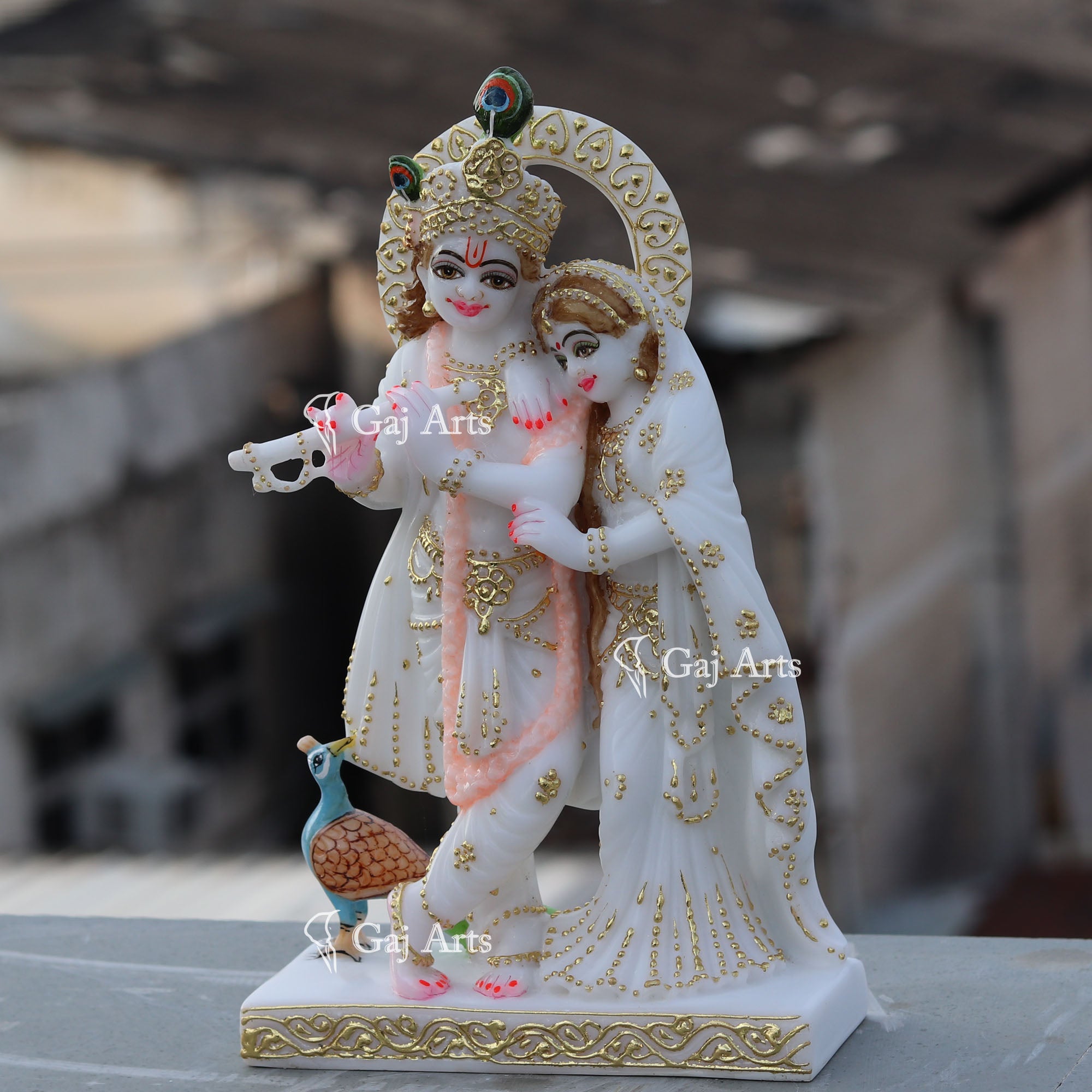 White Marble Radha Krishna Jodi | 12 Inch