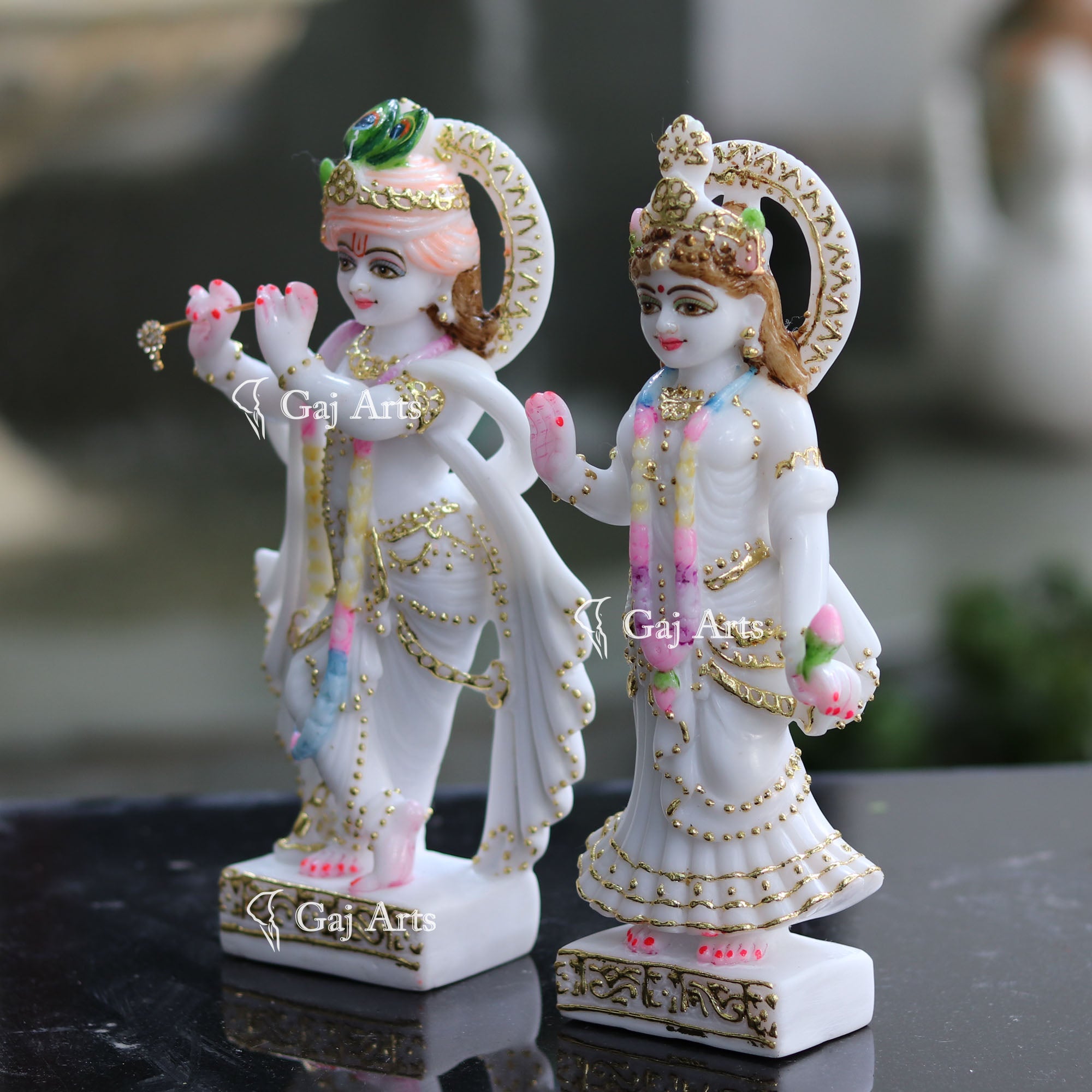 White Marble Radha Krishna Idol | 9 Inch