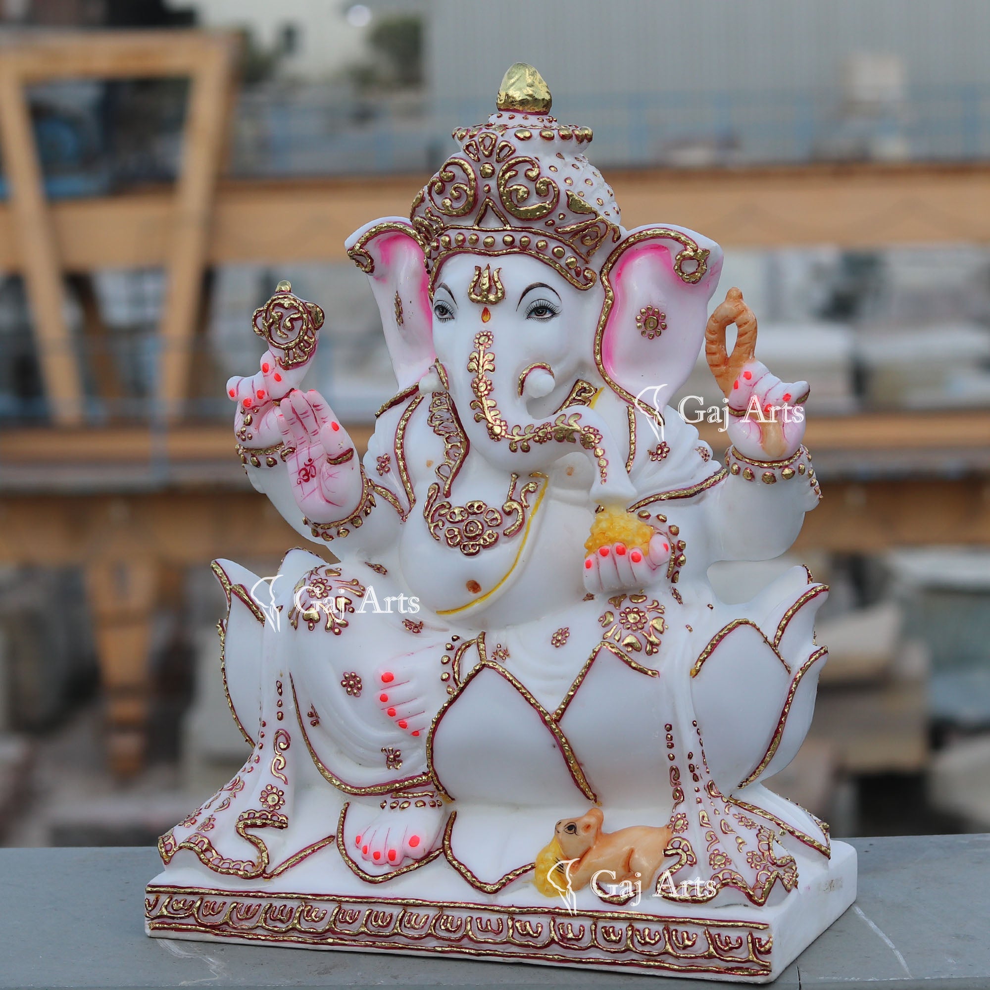 White Marble Ethiopia Ganesh Idol | 15 Inch