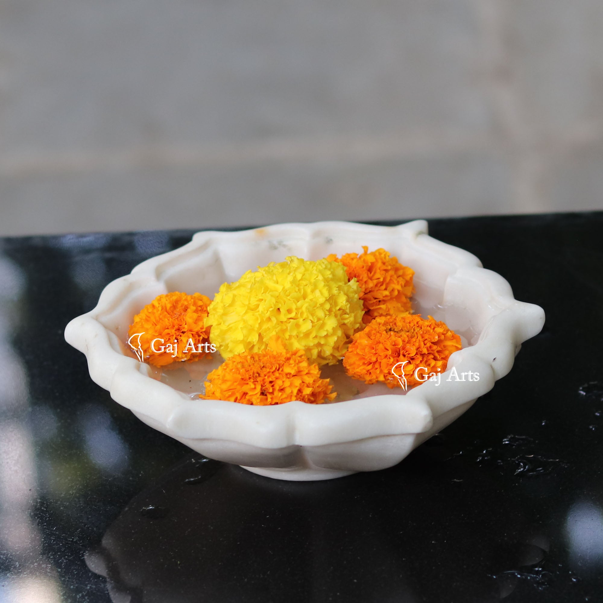 White Marble Handcrafted Flower Bowl | 8 Inch