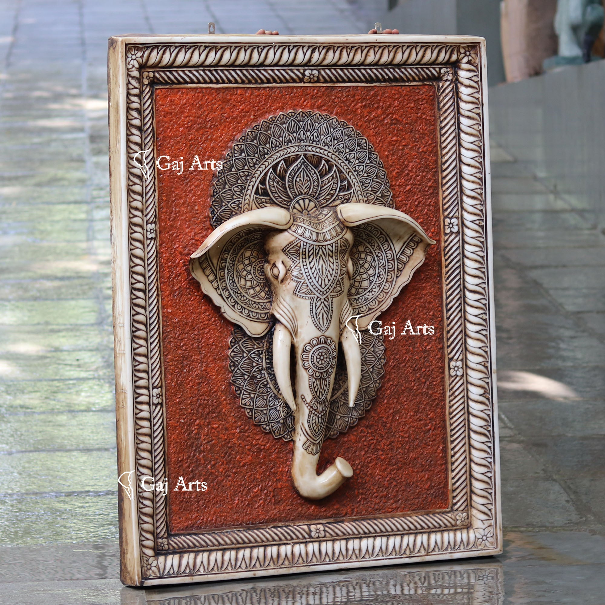 Antique Finish Elephant Face Wall Panel  | 48 Inch