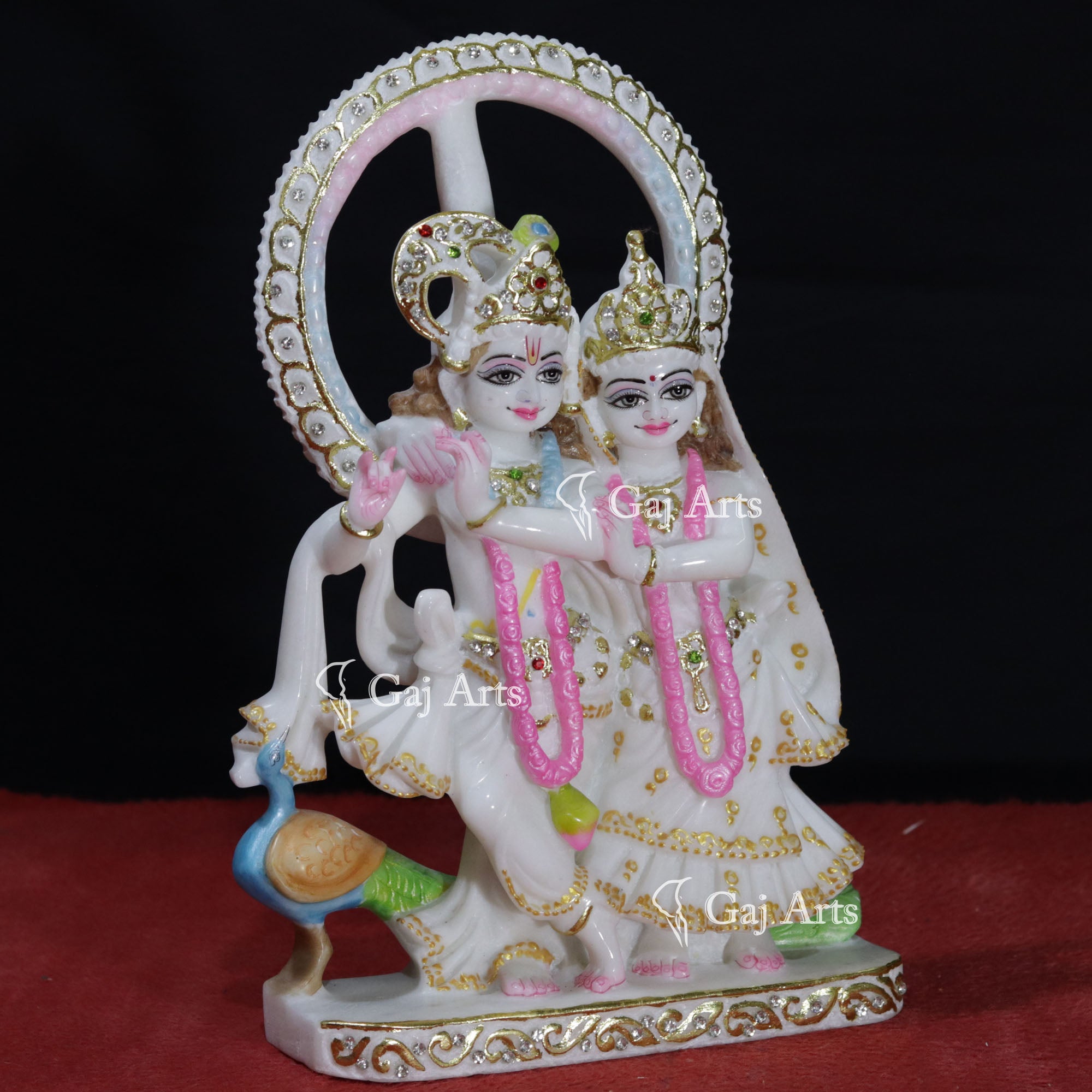 Super White Makrana Marble Radha Krishna Jugal Jodi Idol | 12 Inch
