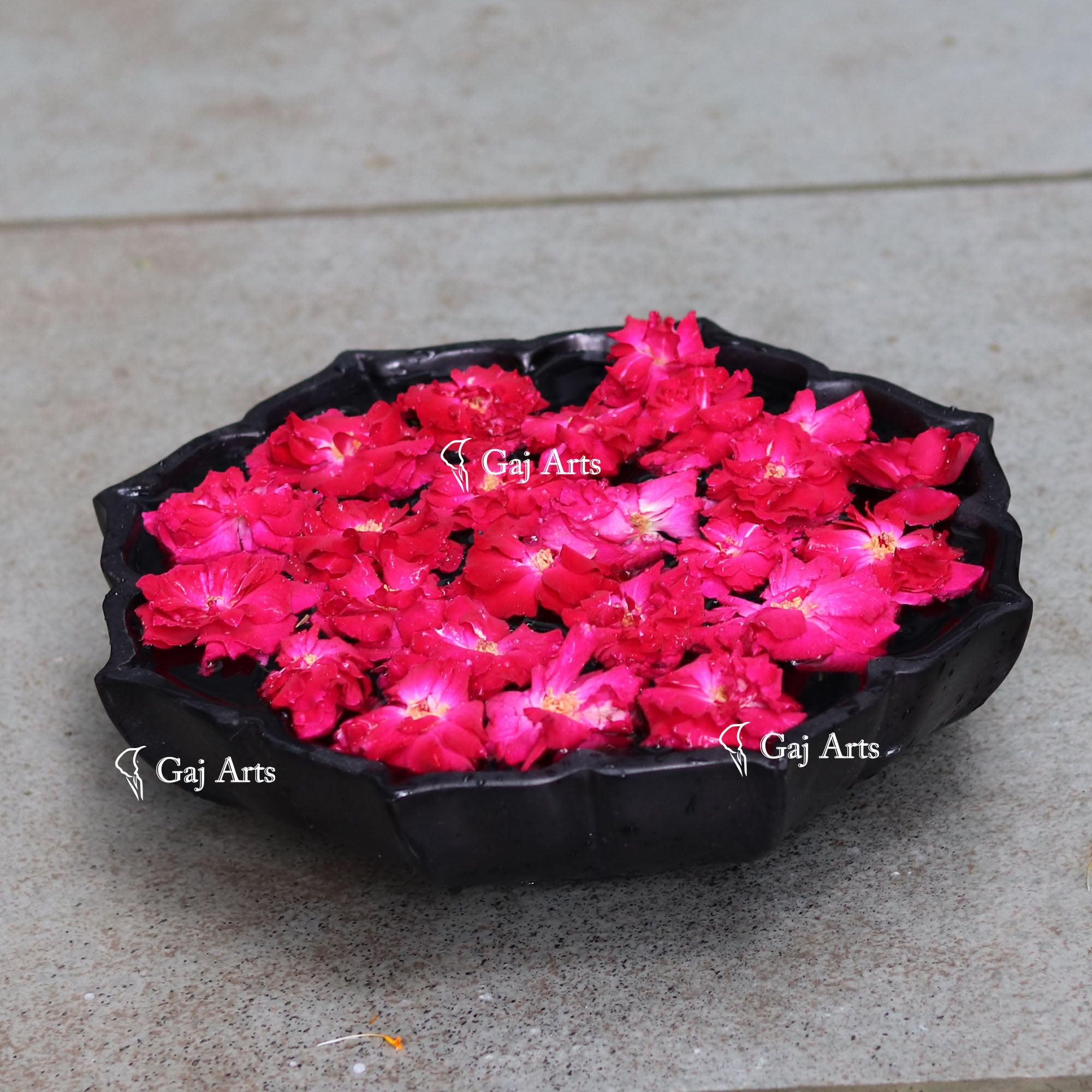 Black Marble Flower Bowl | 12 Inch