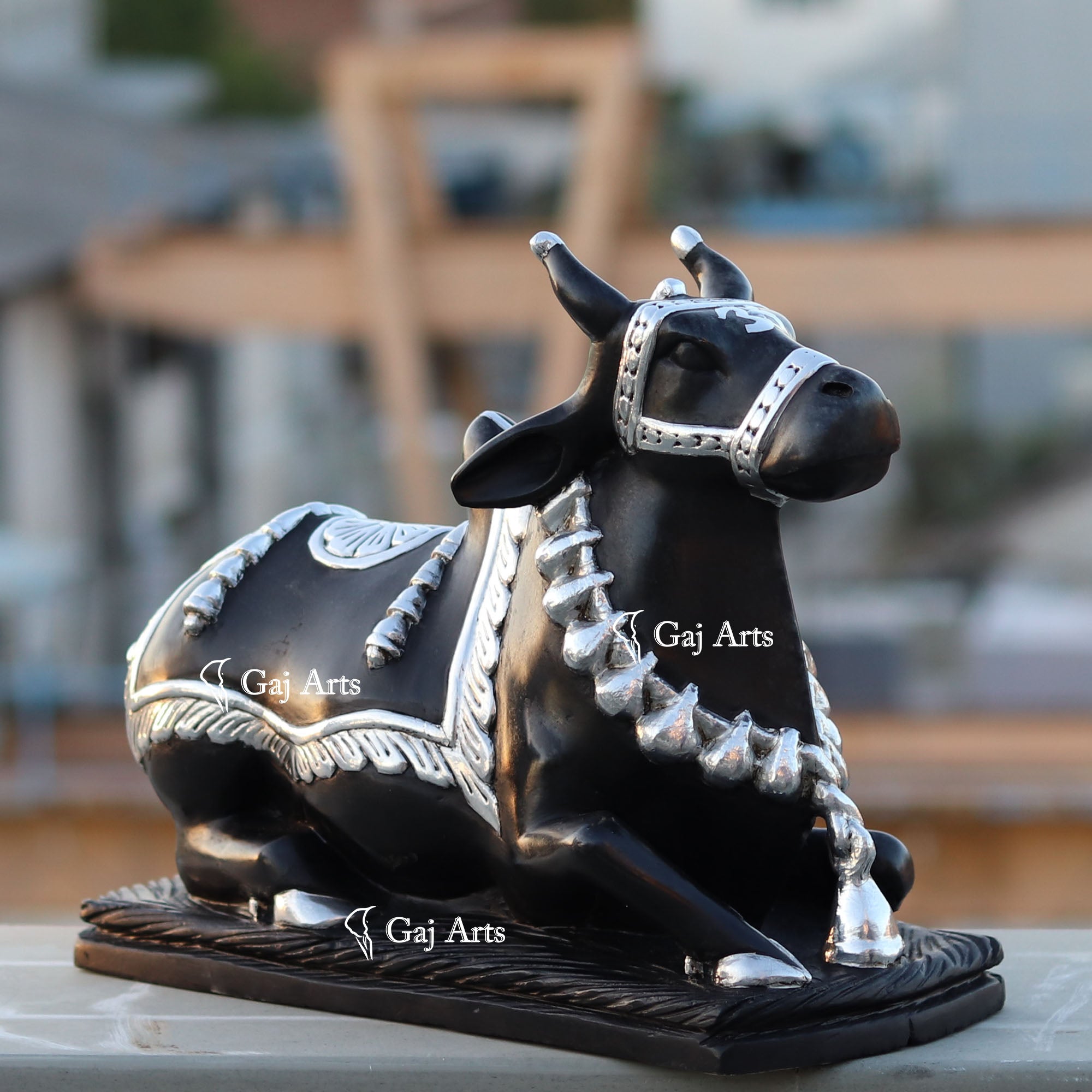 Black Marble Nandi Idol | 15 Inch