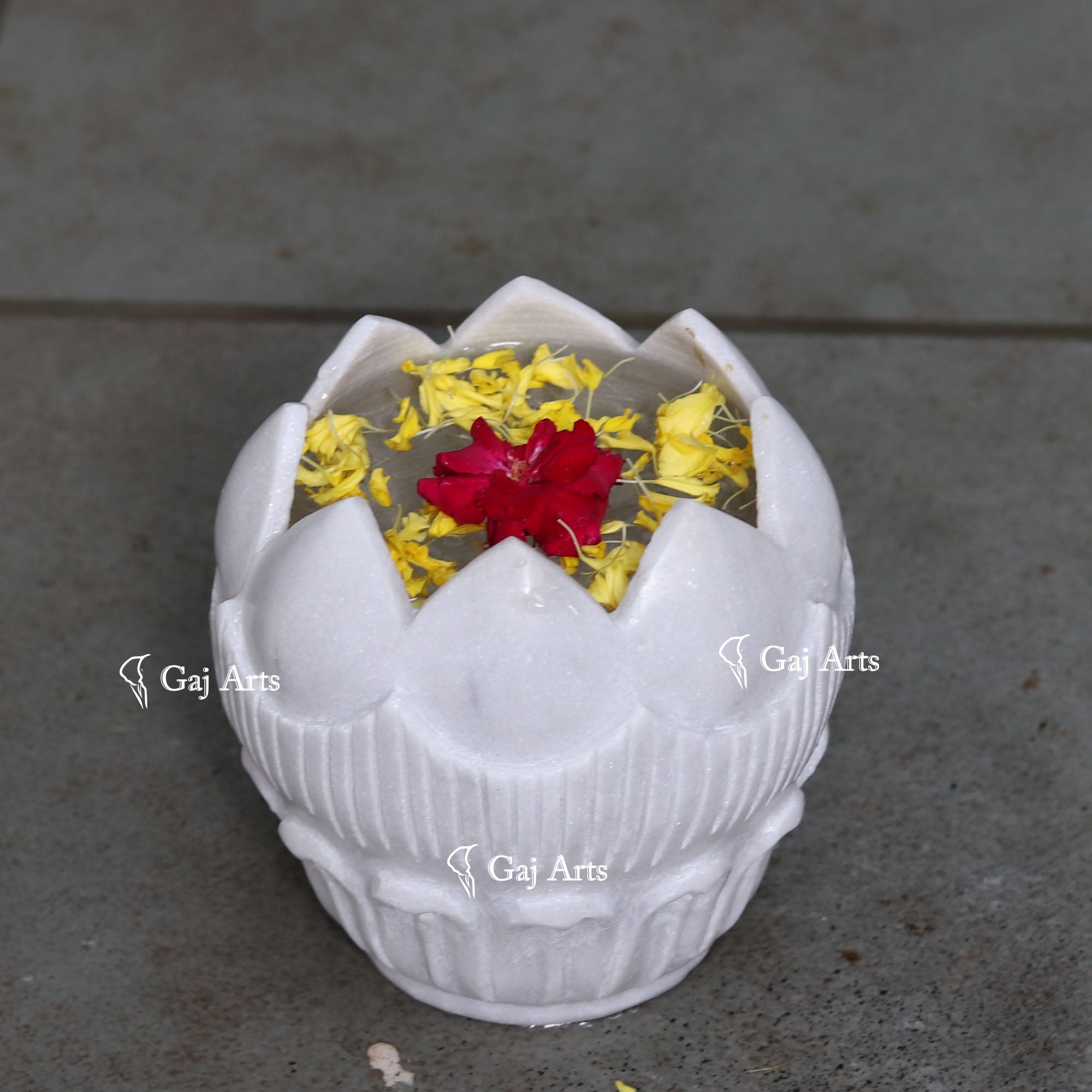 White Marble Decorative Petal Bowl | 6 Inch