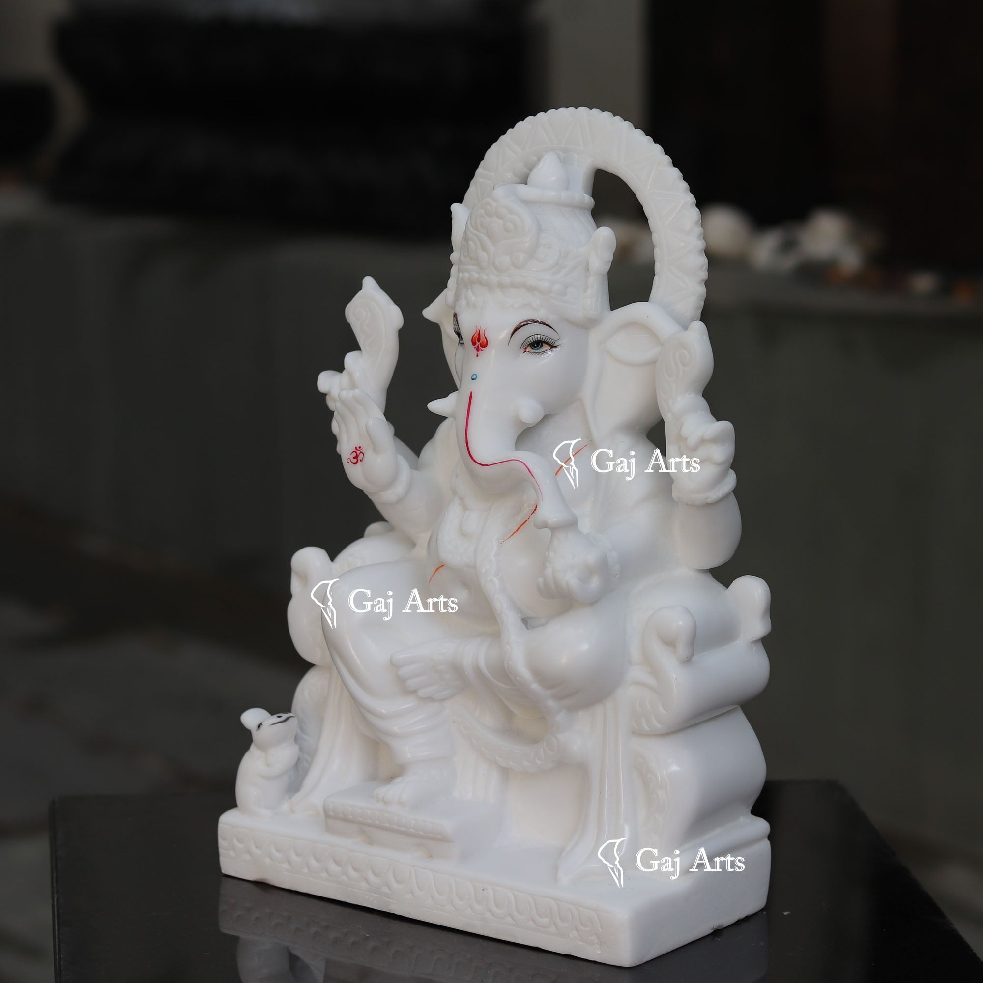 White Marble Ethiopia Ganesh Idol | 15 Inch