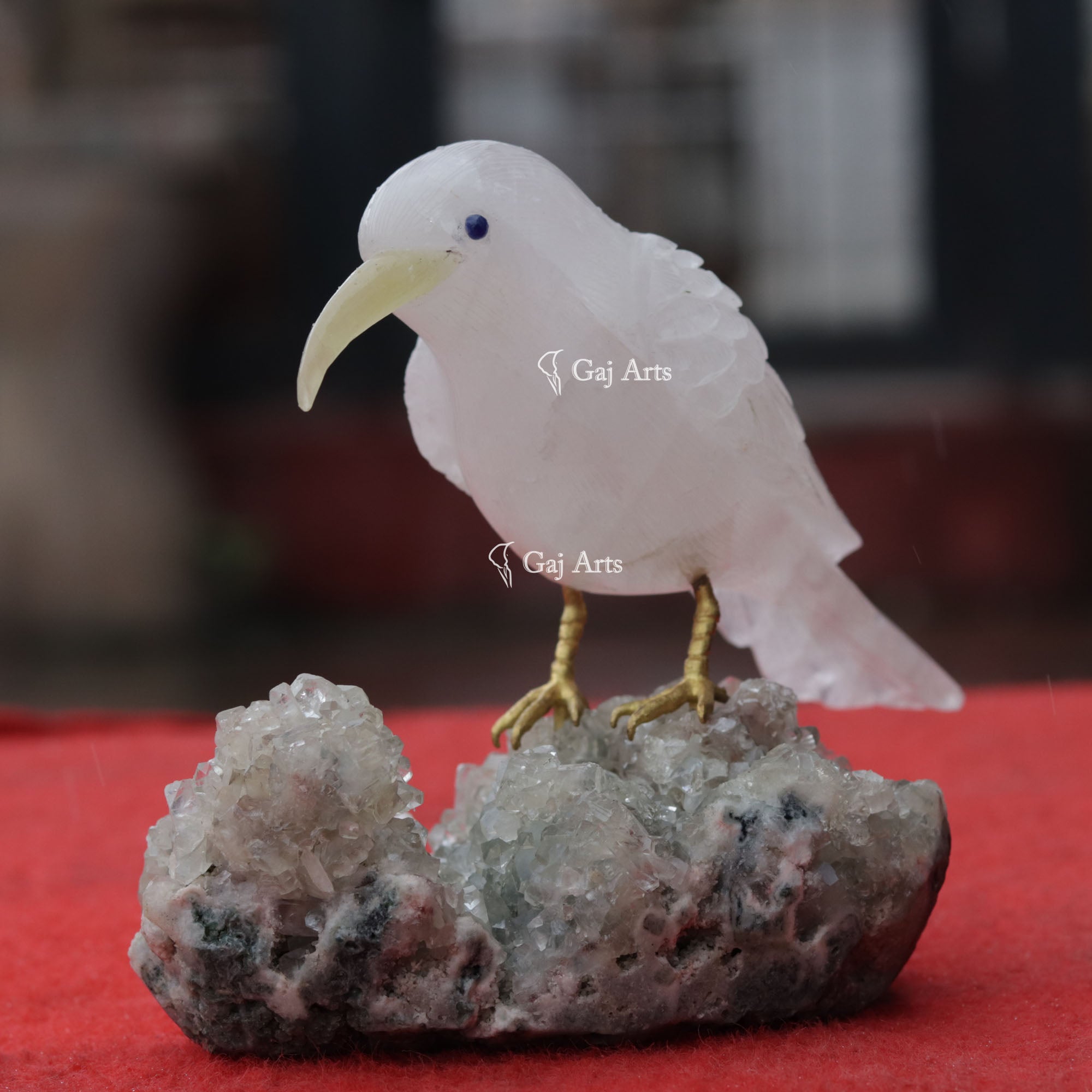 White Quartz Bird Sculpture | 6 Inch