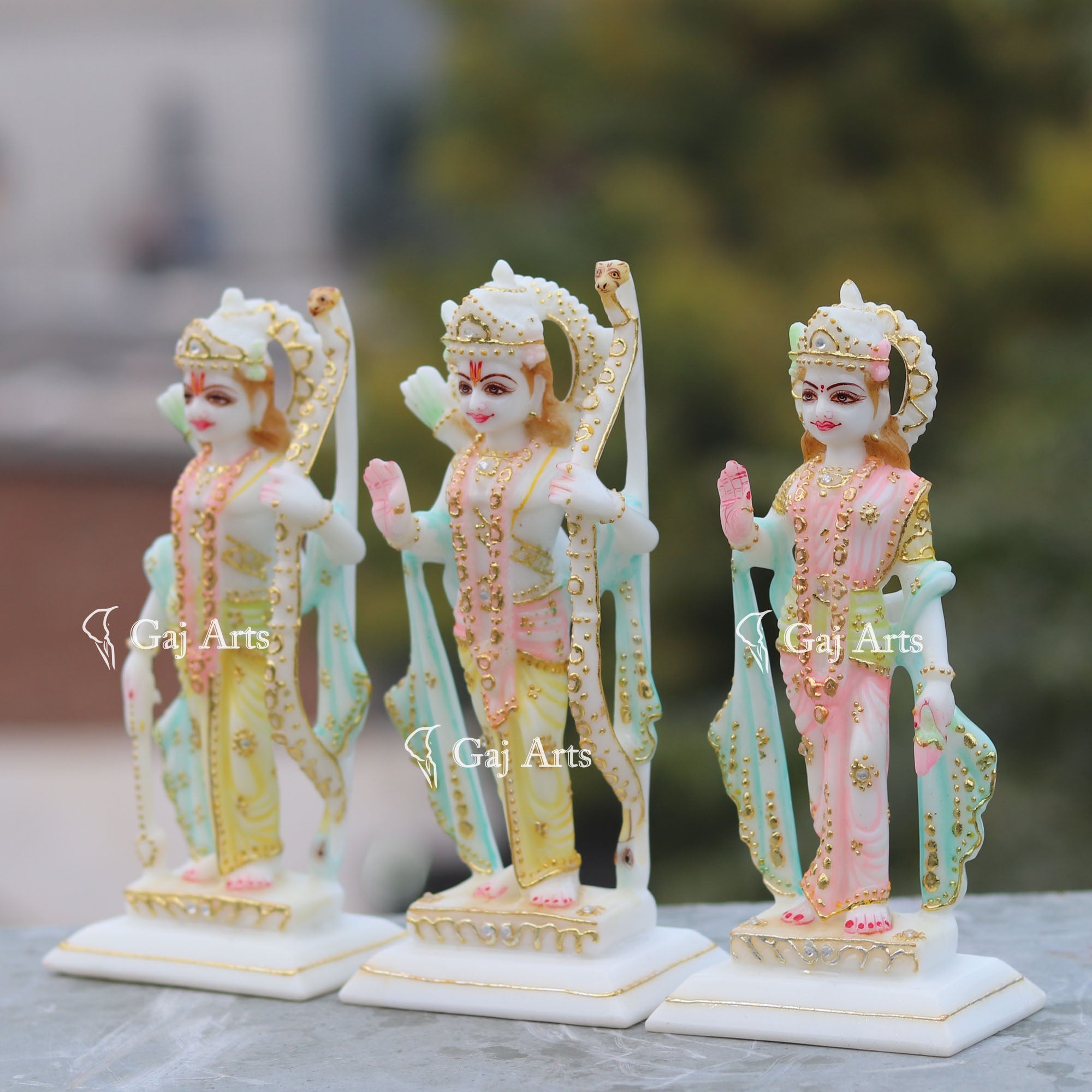 White Marble Ethiopia Ram Jodi Idol | 7 Inch