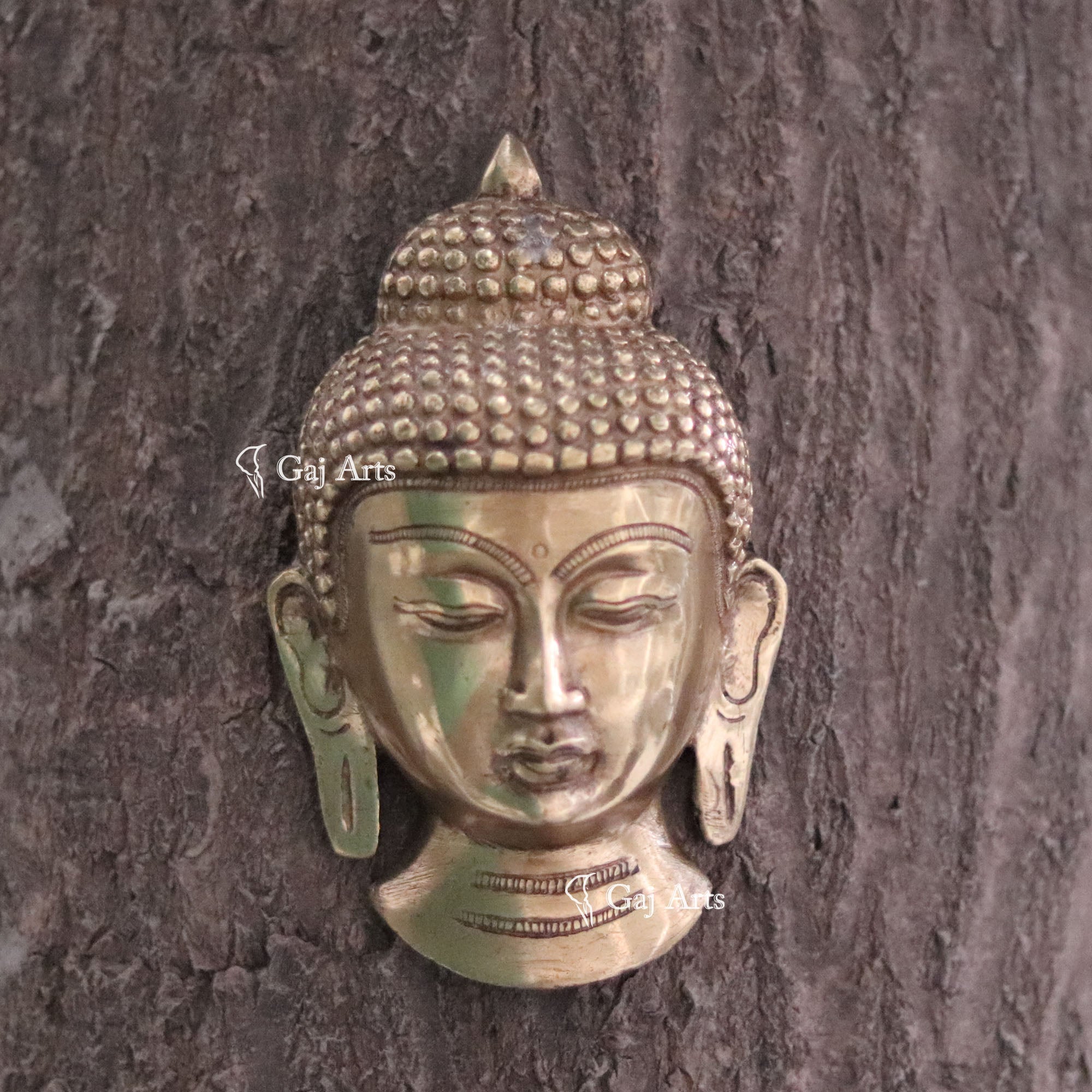 Brass Buddha Face Wall Hanging | 6 Inch