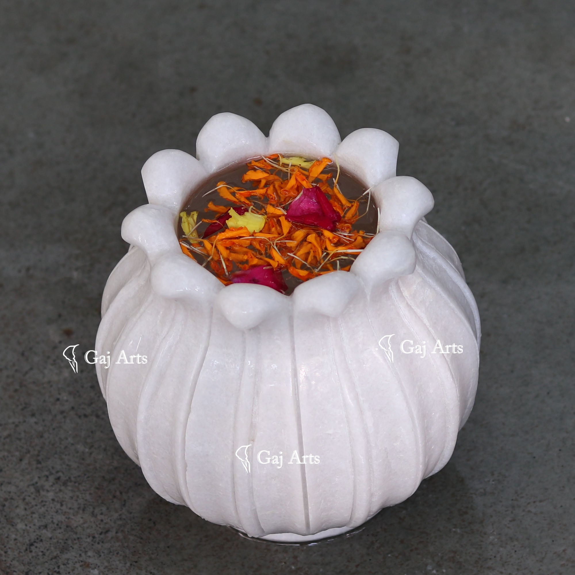White Marble Decorative Flower Bowl | 7 Inch