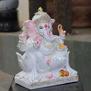 White Marble Ethiopia Ganesh Idol | 18 Inch