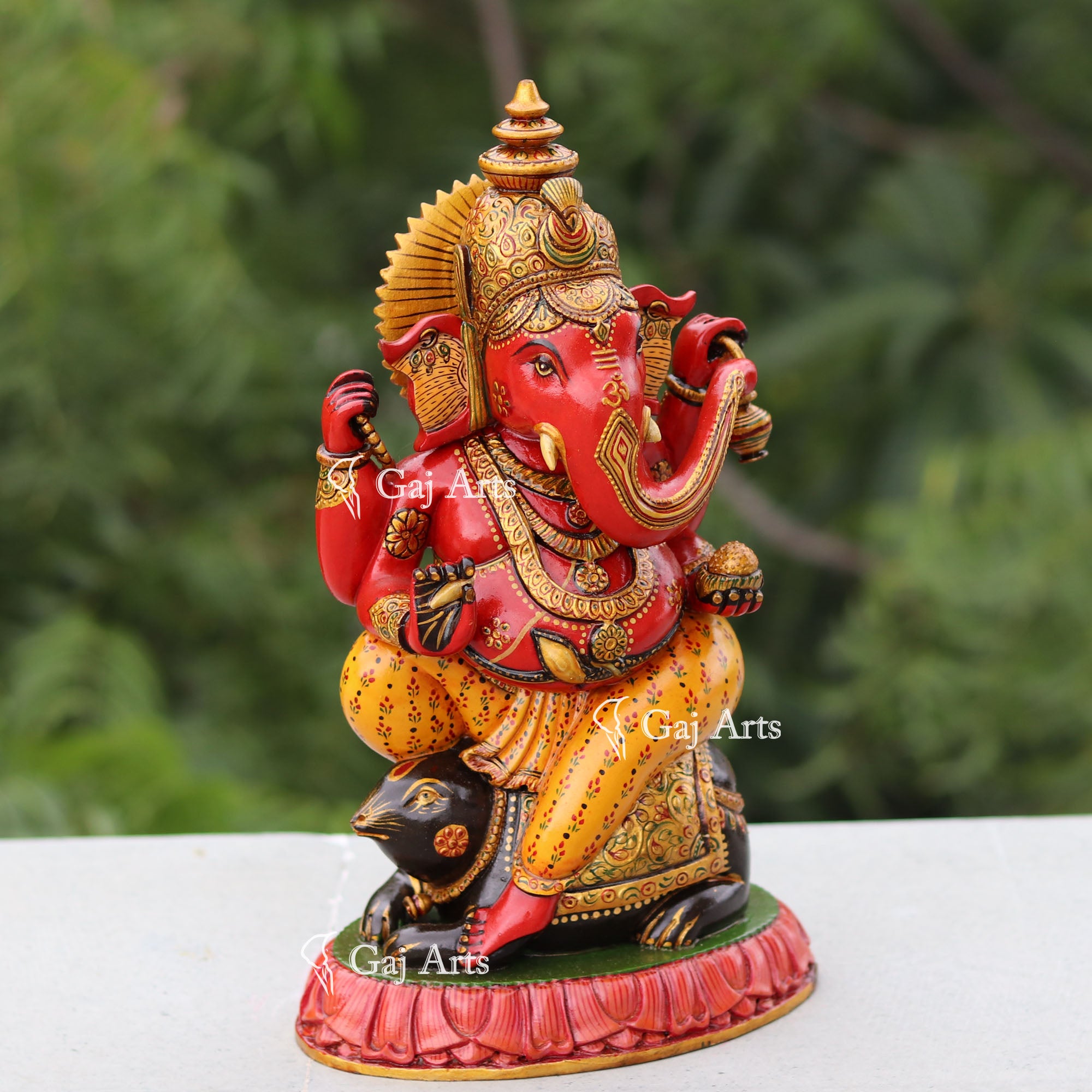Handcrafted Wooden Ganesh Statue | 12 Inch