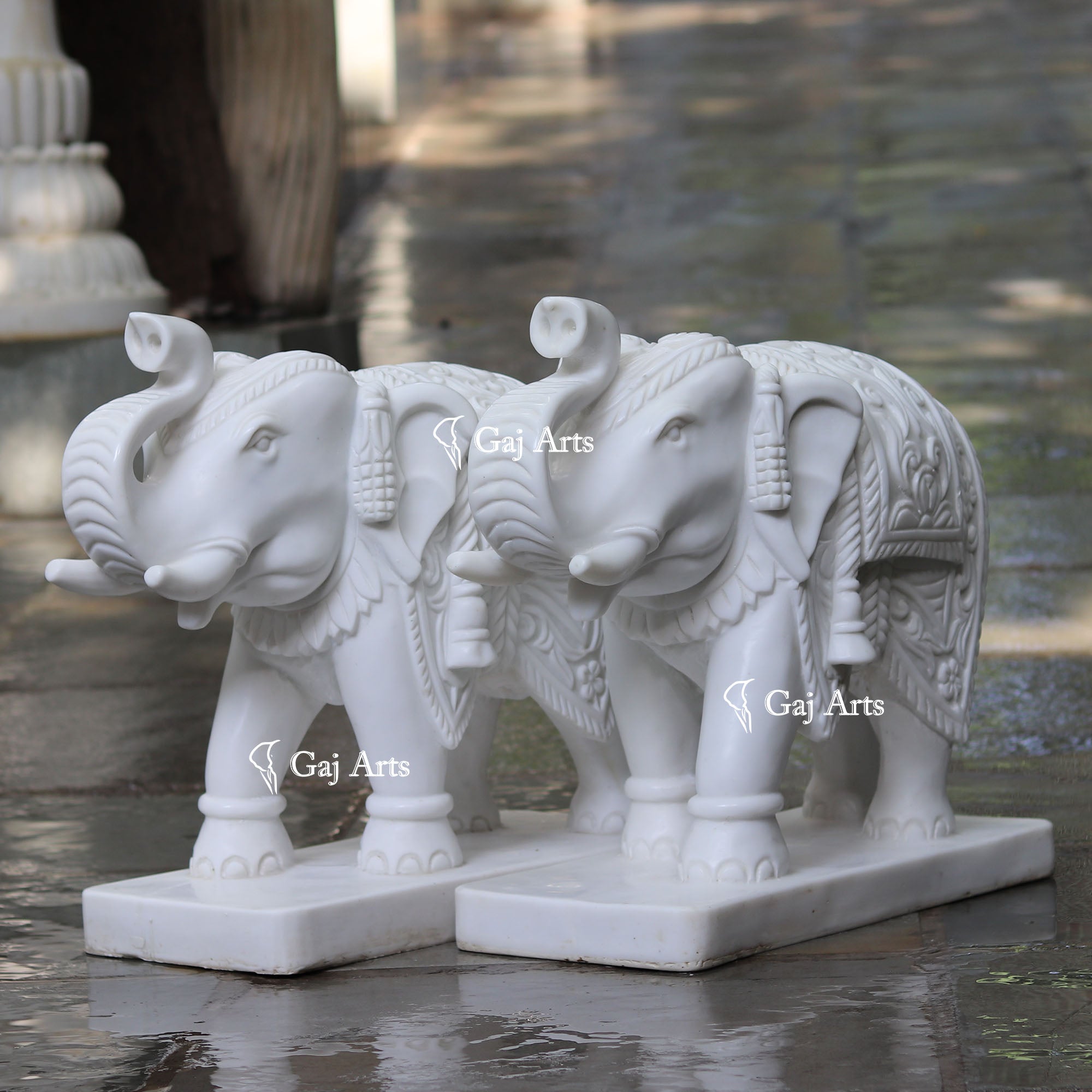 Korean Marble Elephant Statue | 24 Inch