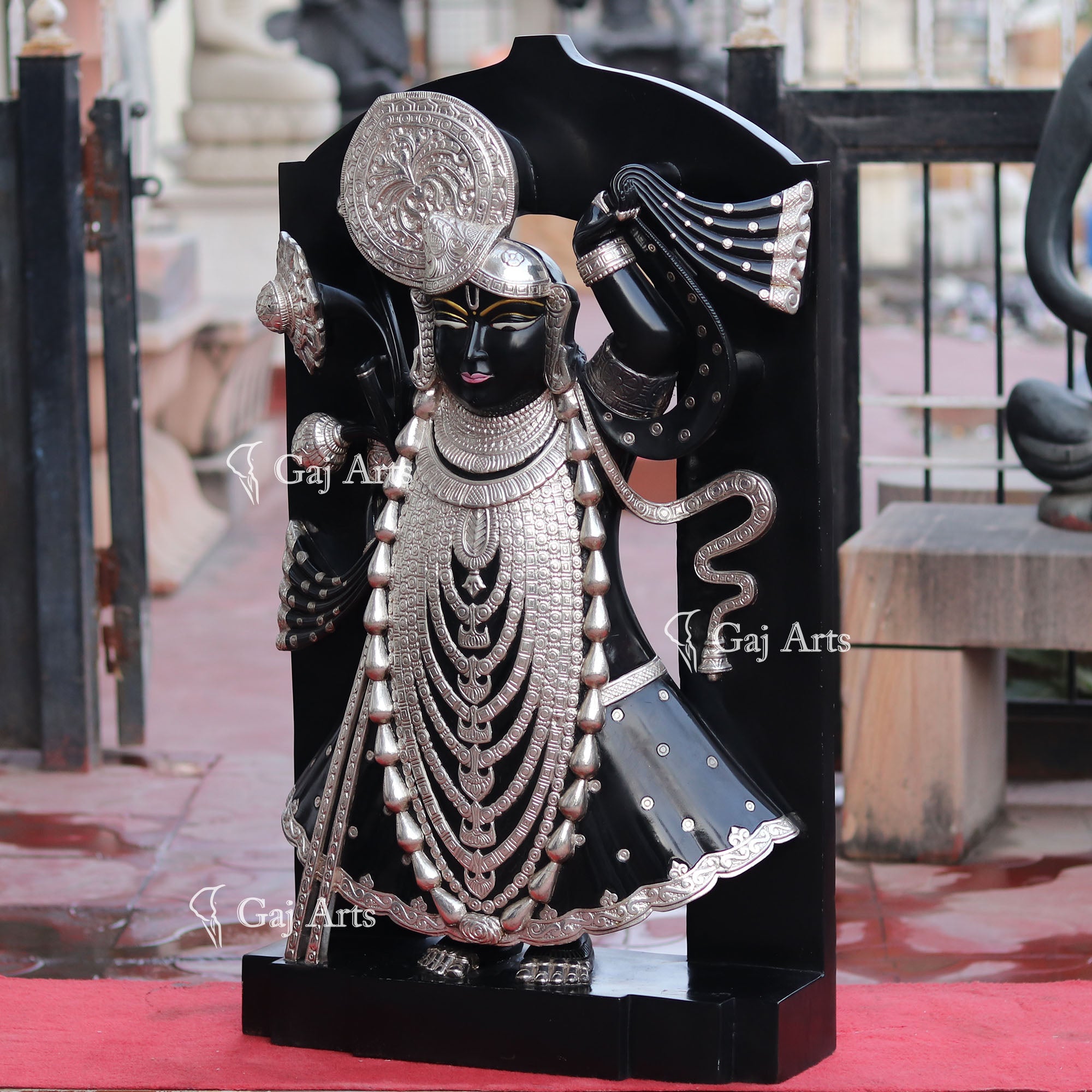 Black Marble Shreenath Ji Statue | 36 Inch