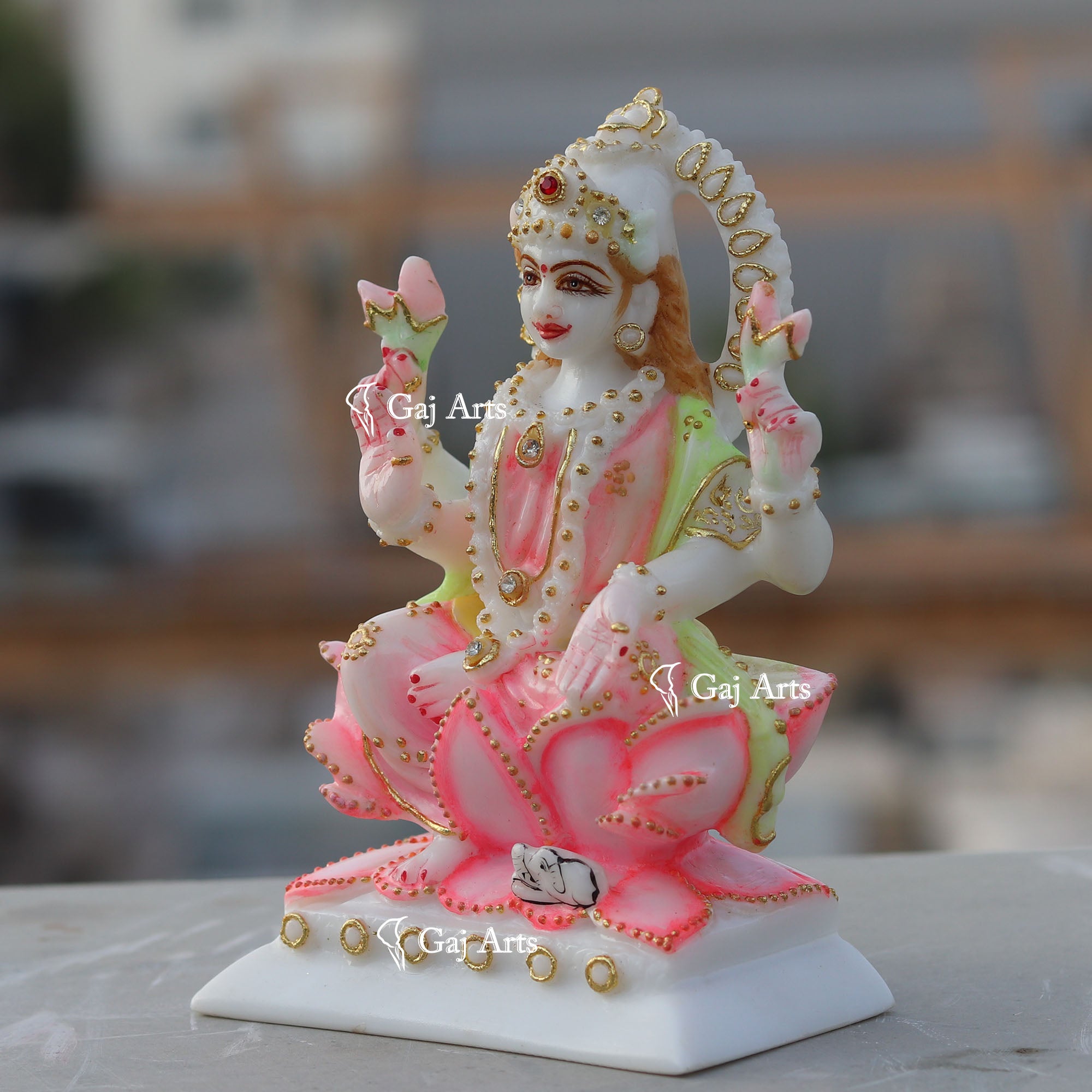 White Marble Lakshmi Mata Murti | 6 Inch