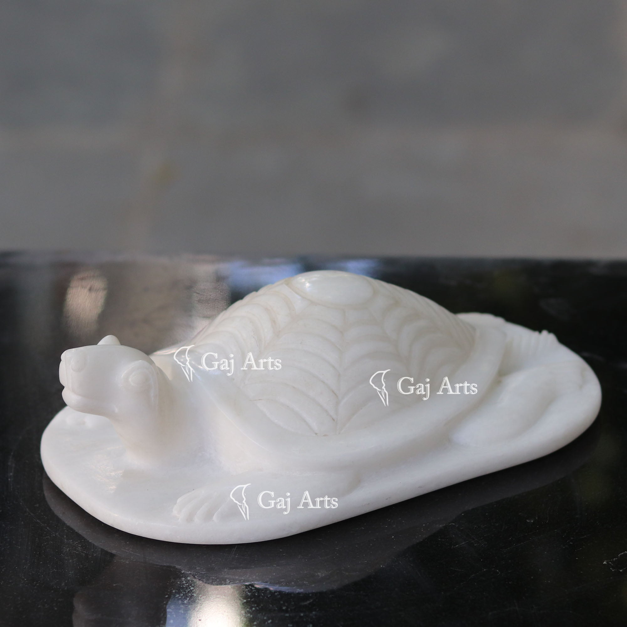 White Marble Kachua Tortoise Idol | 10 Inch