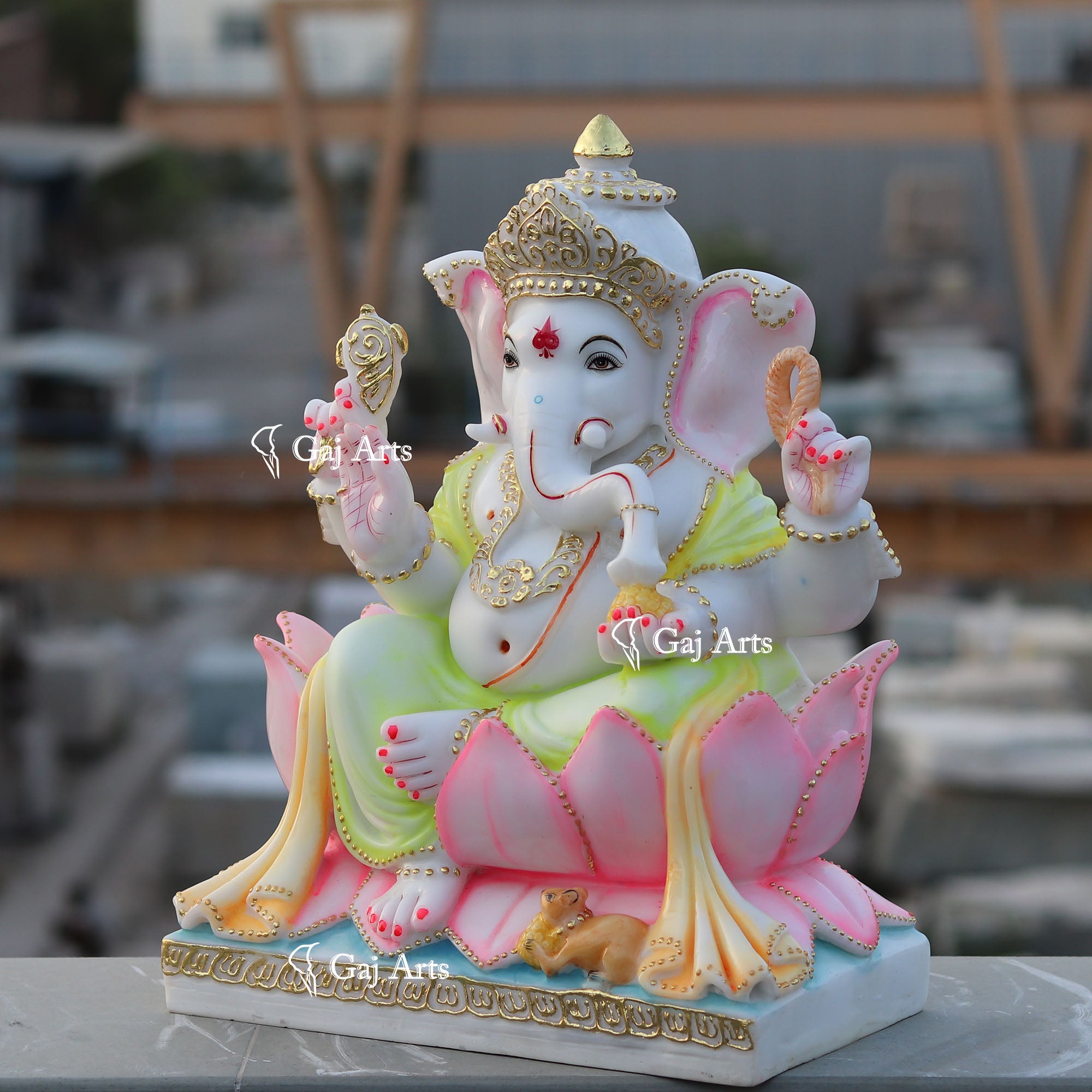 White Marble Ethiopia Ganesh Idol | 18 Inch