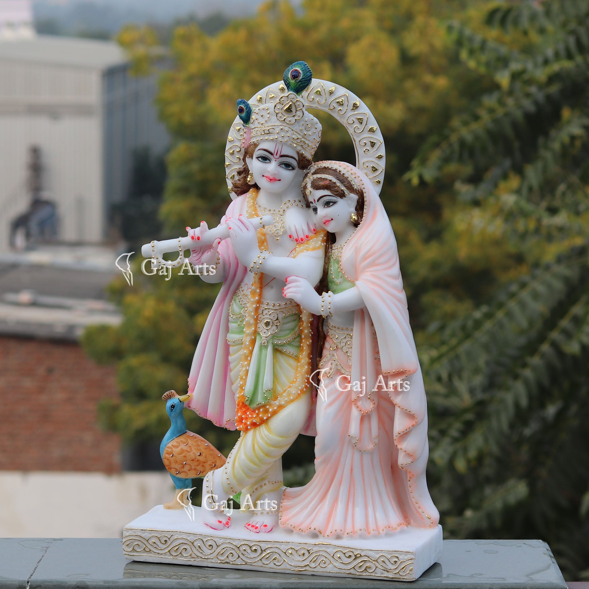 White Marble Ethiopia Radha Krishna Jodi Statue | 24 Inch