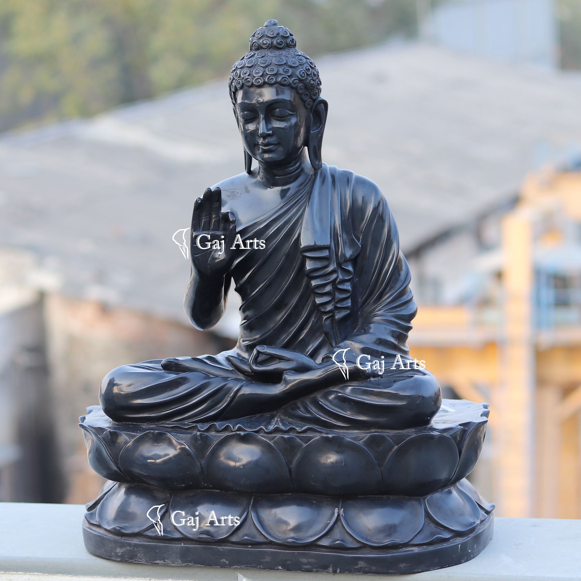 Black Marble Buddha Idol | 24 Inch