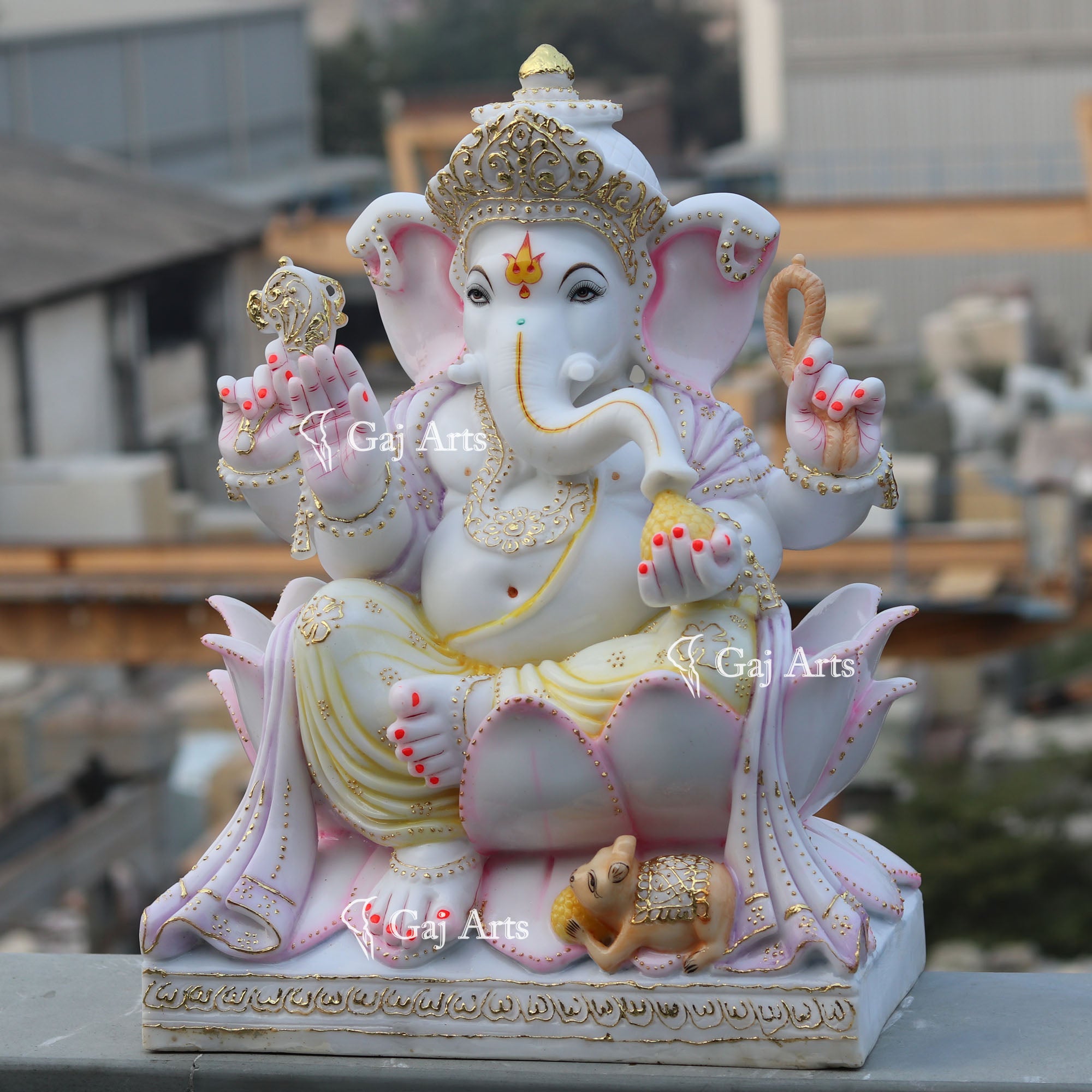 White Marble Ethiopia Ganesh Statue | 24 Inch