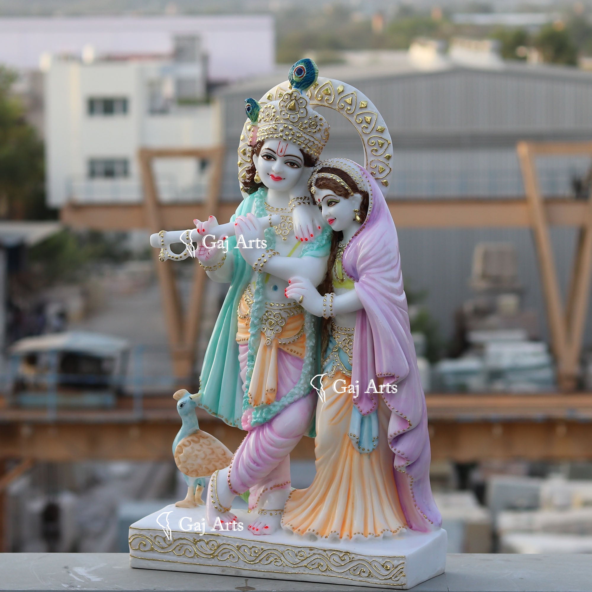 White Marble Ethiopia Radha Krishna Idol | 24 Inch