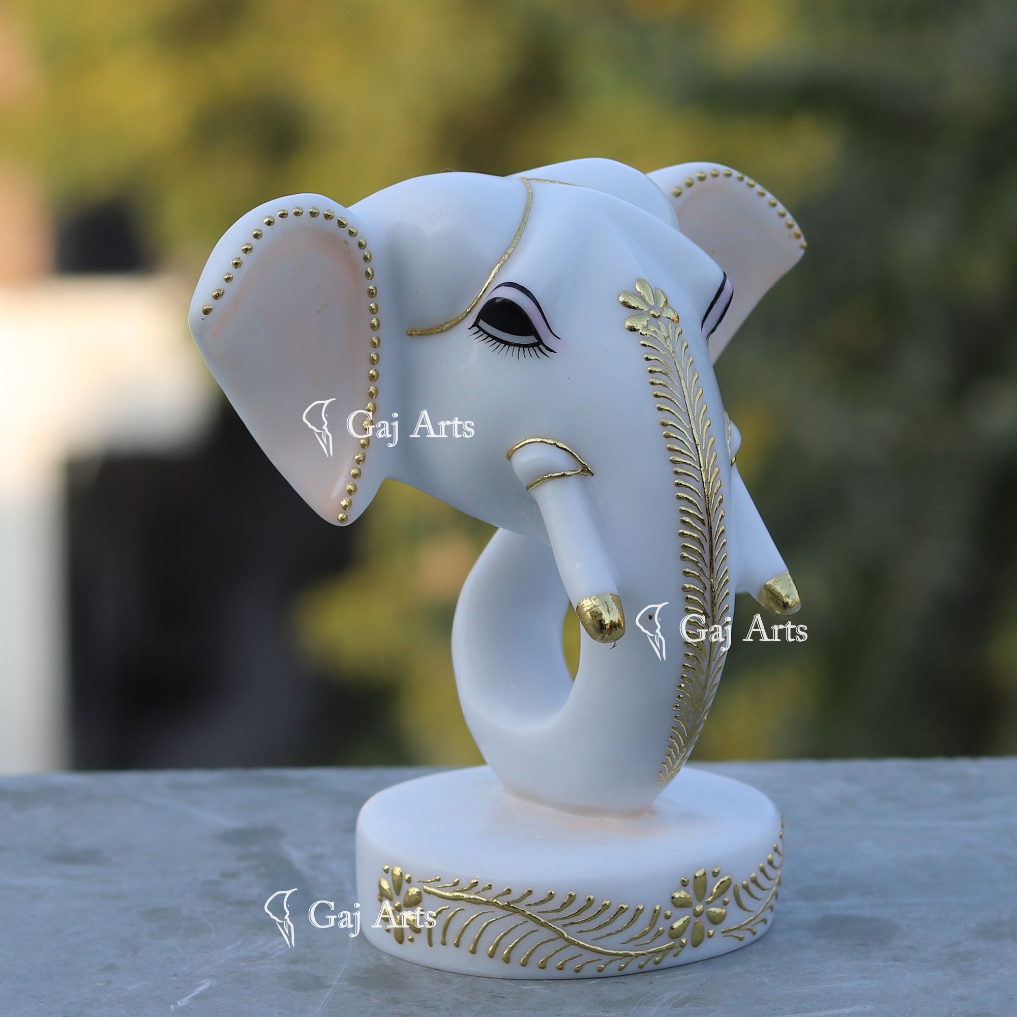 Modern White Marble Ganesh Murti | 6 Inch