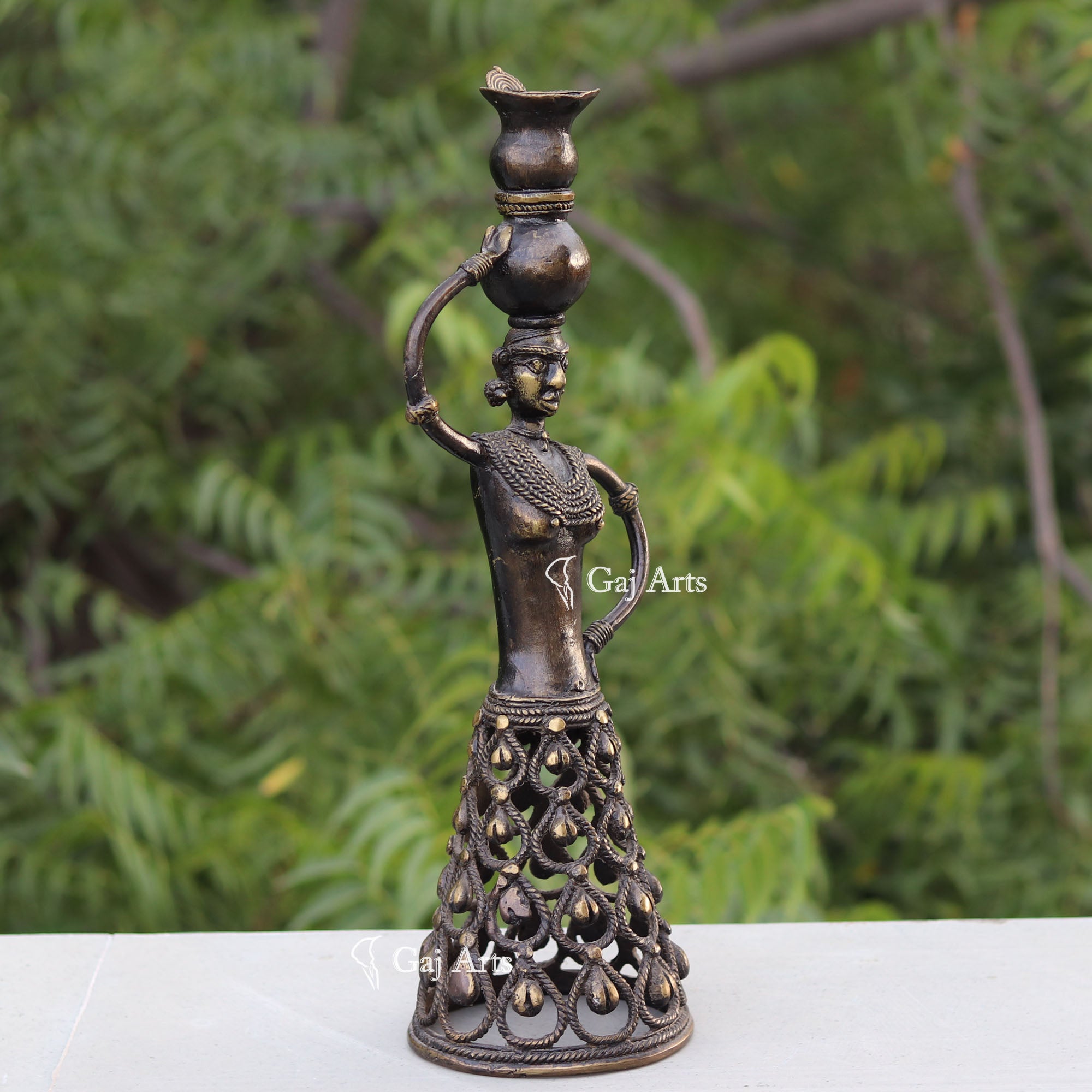 Handcrafted Dhokra Art Tribal Woman Sculpture | 18 Inch