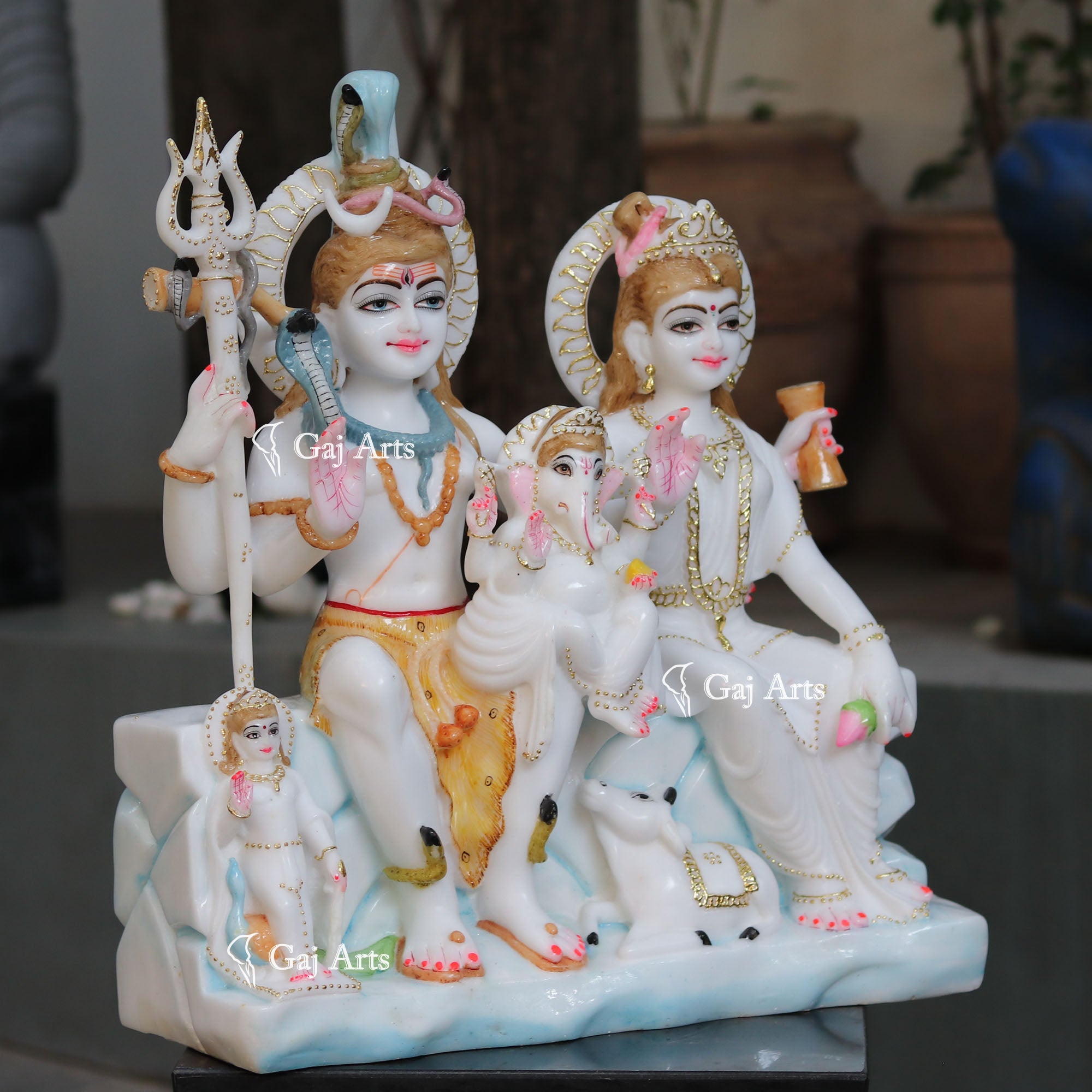 White Marble Shiv Parivar Idol 24 Inch
