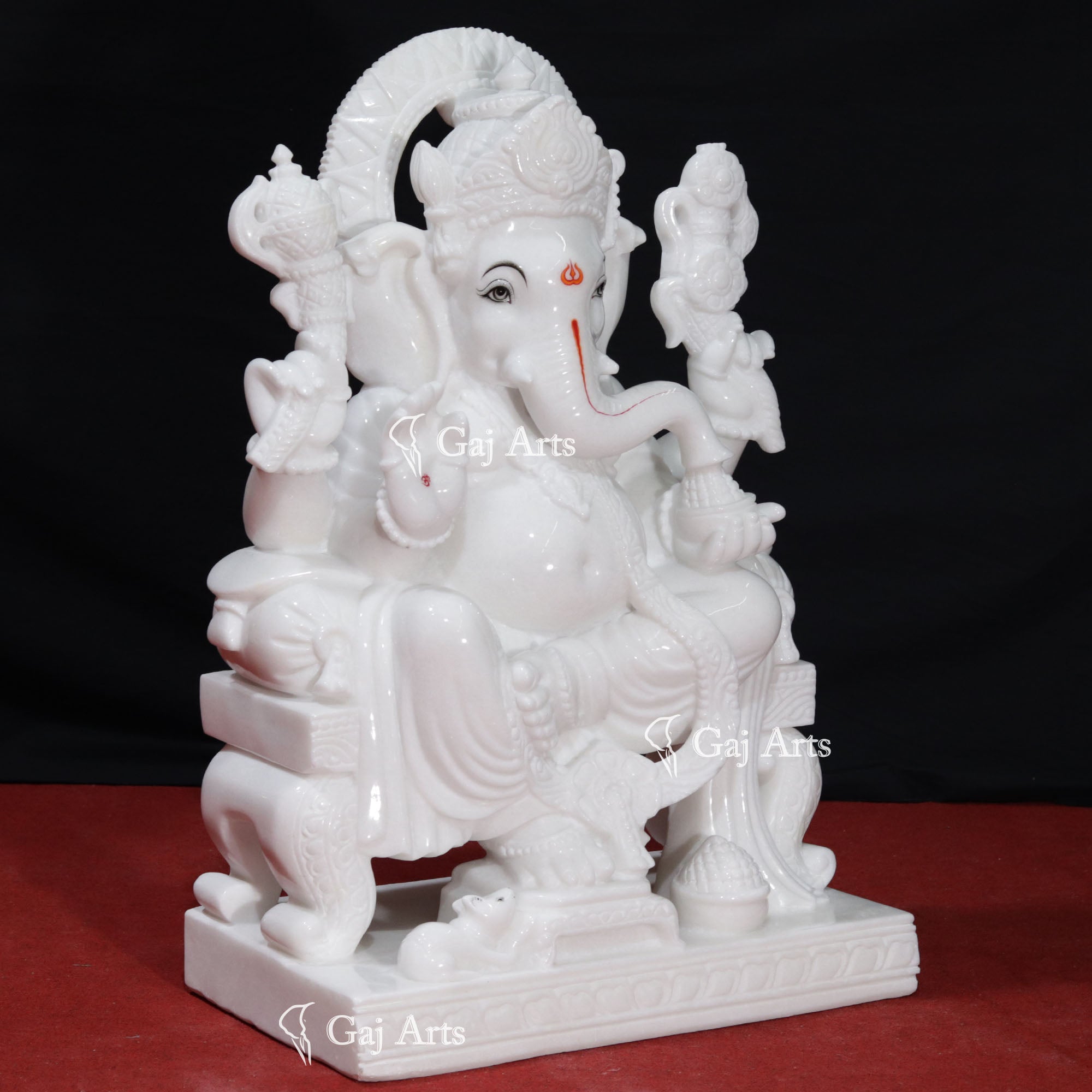 Super White Vietnam Marble Ganesh Murti | 30 Inch