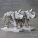 White Marble Korean Silver Elephant Statue | 24 Inch