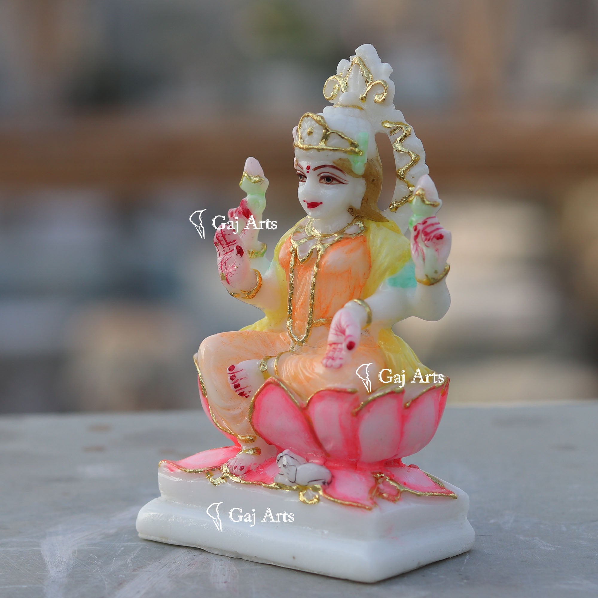 White Marble Ethiopia Lakshmi Mata Idol | 4 Inch