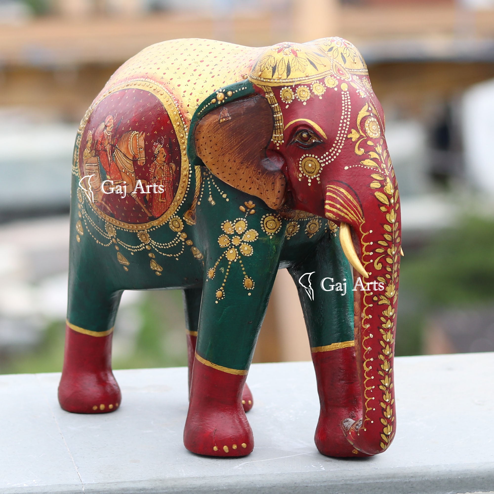 Wooden Elephant Statue | 12 Inch