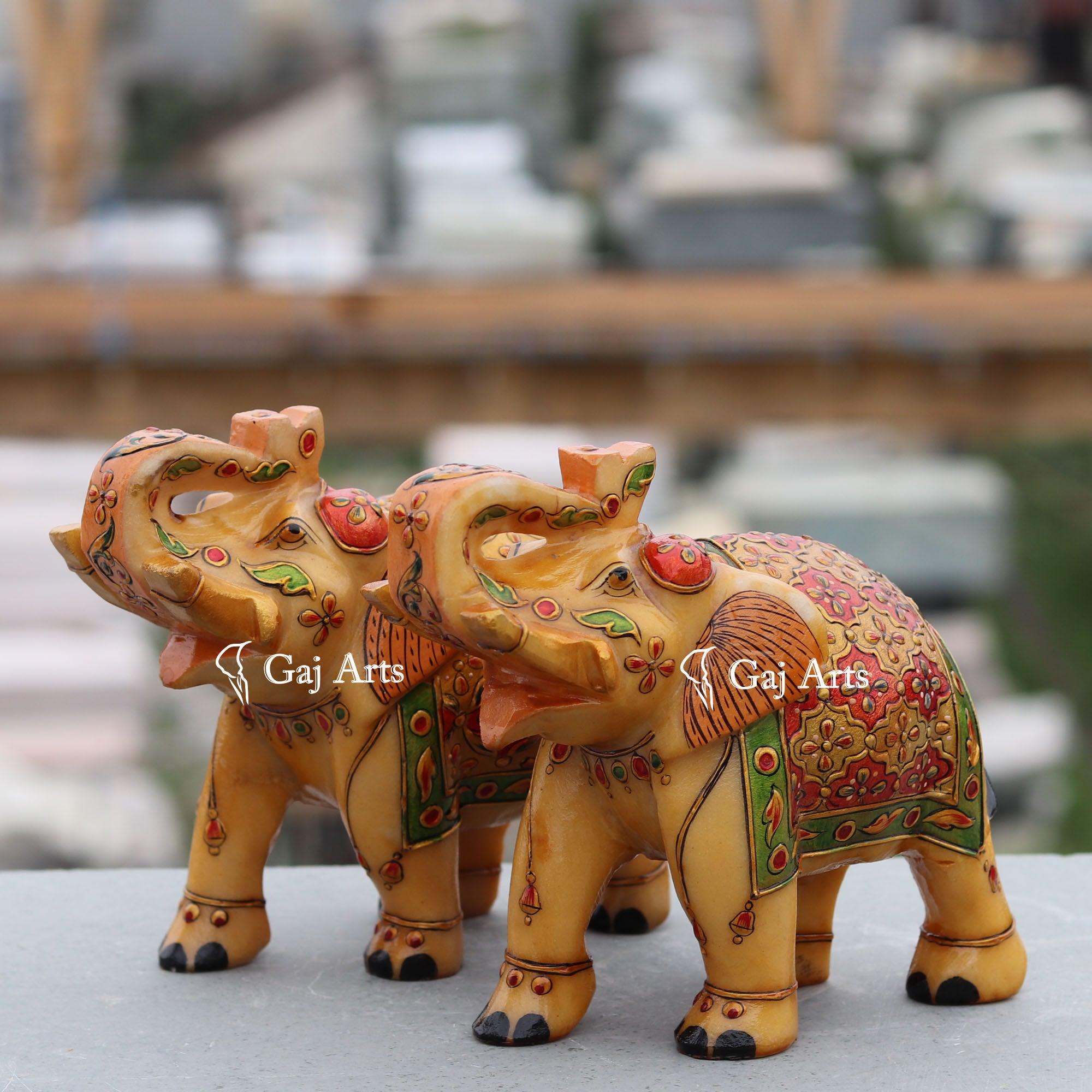 White Marble Elephant Idol | 7 Inch