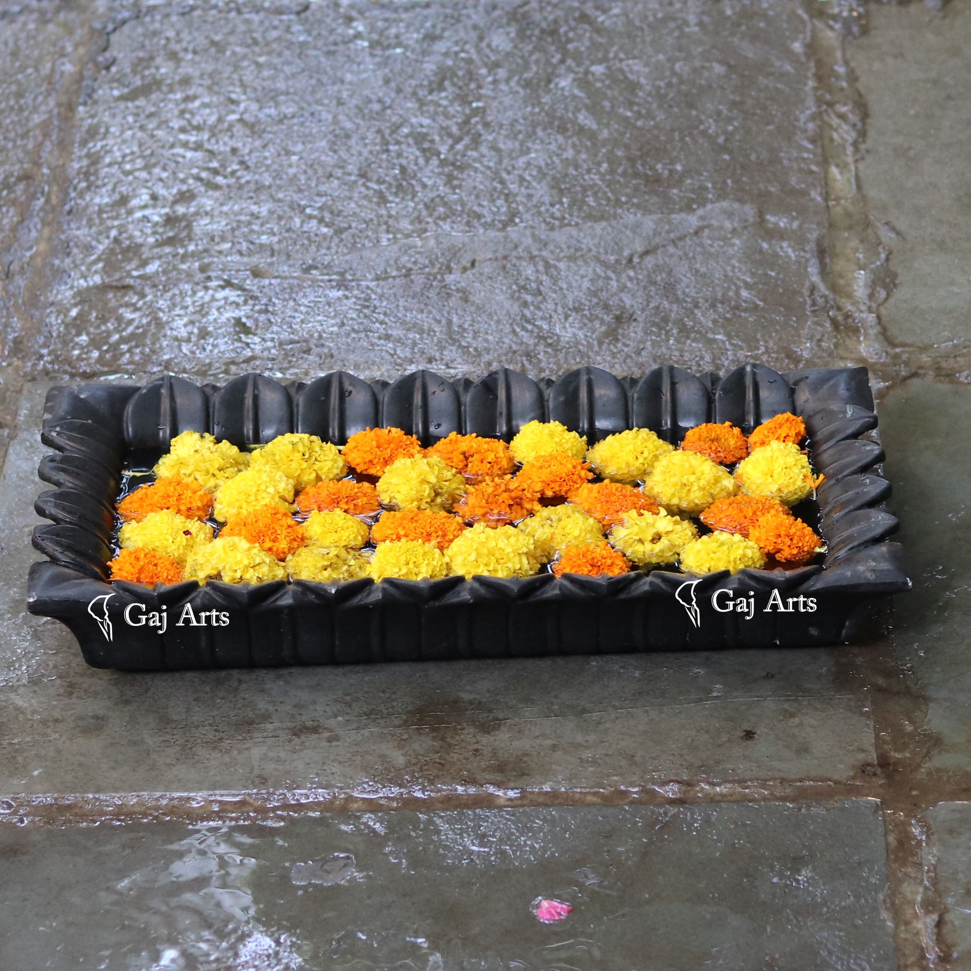 Black Marble Grand Flower Bowl | 21 Inch