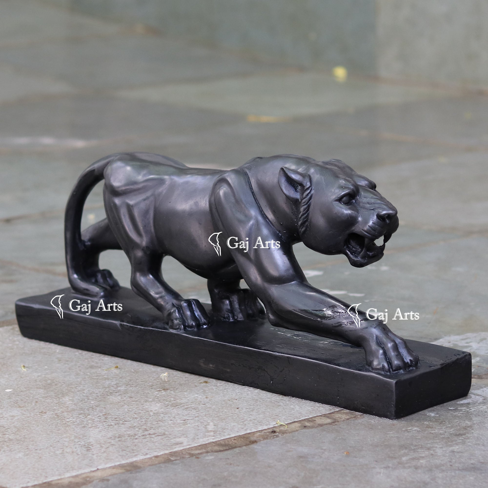 Black Marble Panther Sculpture | 24 Inch
