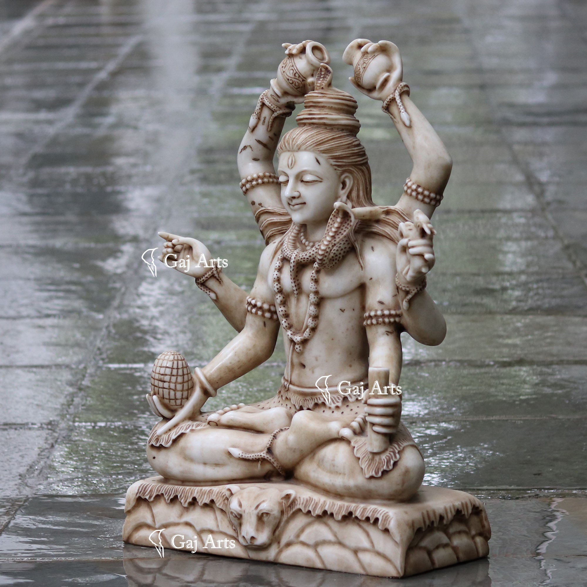 White antique finishing Marble Shiva Statue | 30 Inch