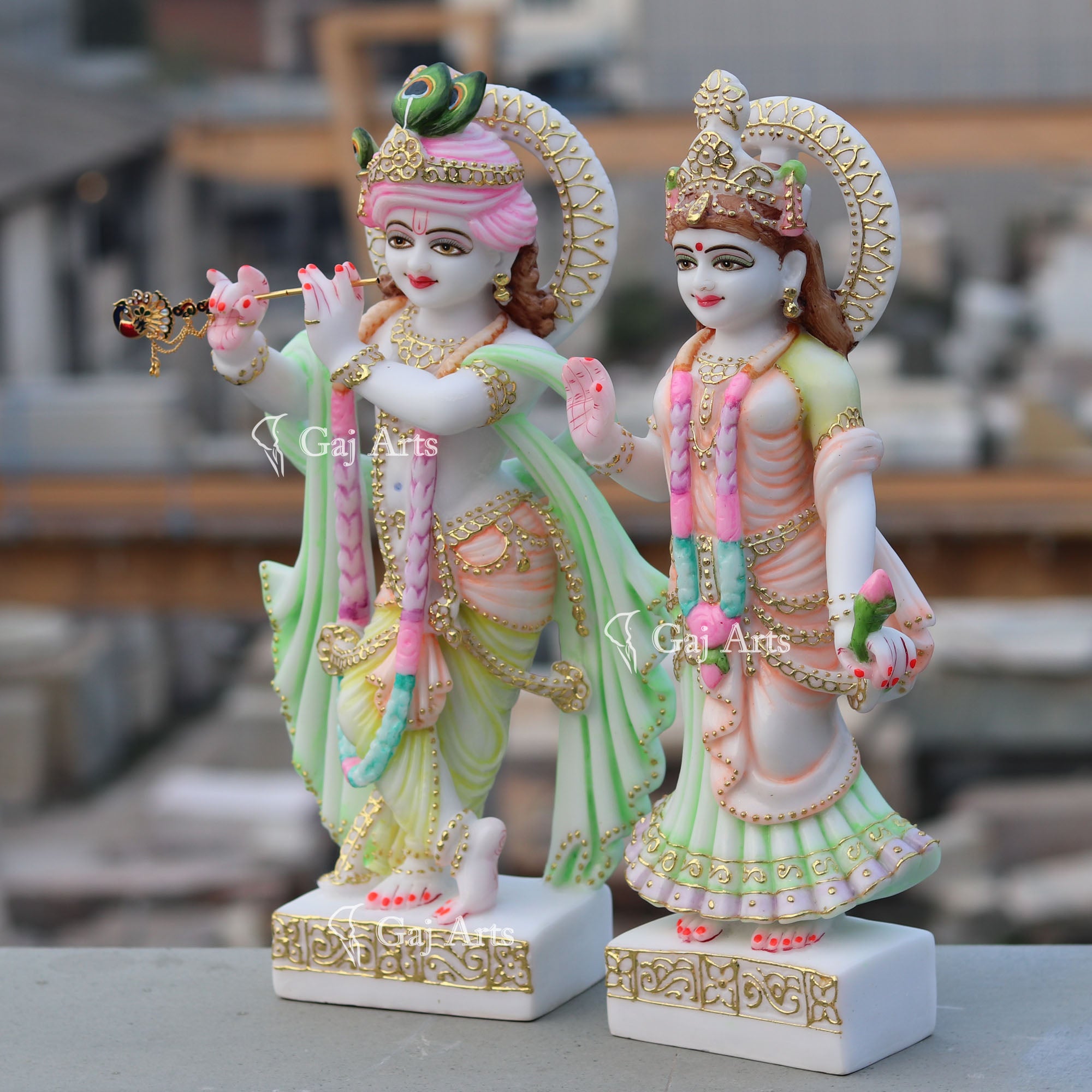 White Marble Ethiopia Radha Krishna Idol | 18 Inch