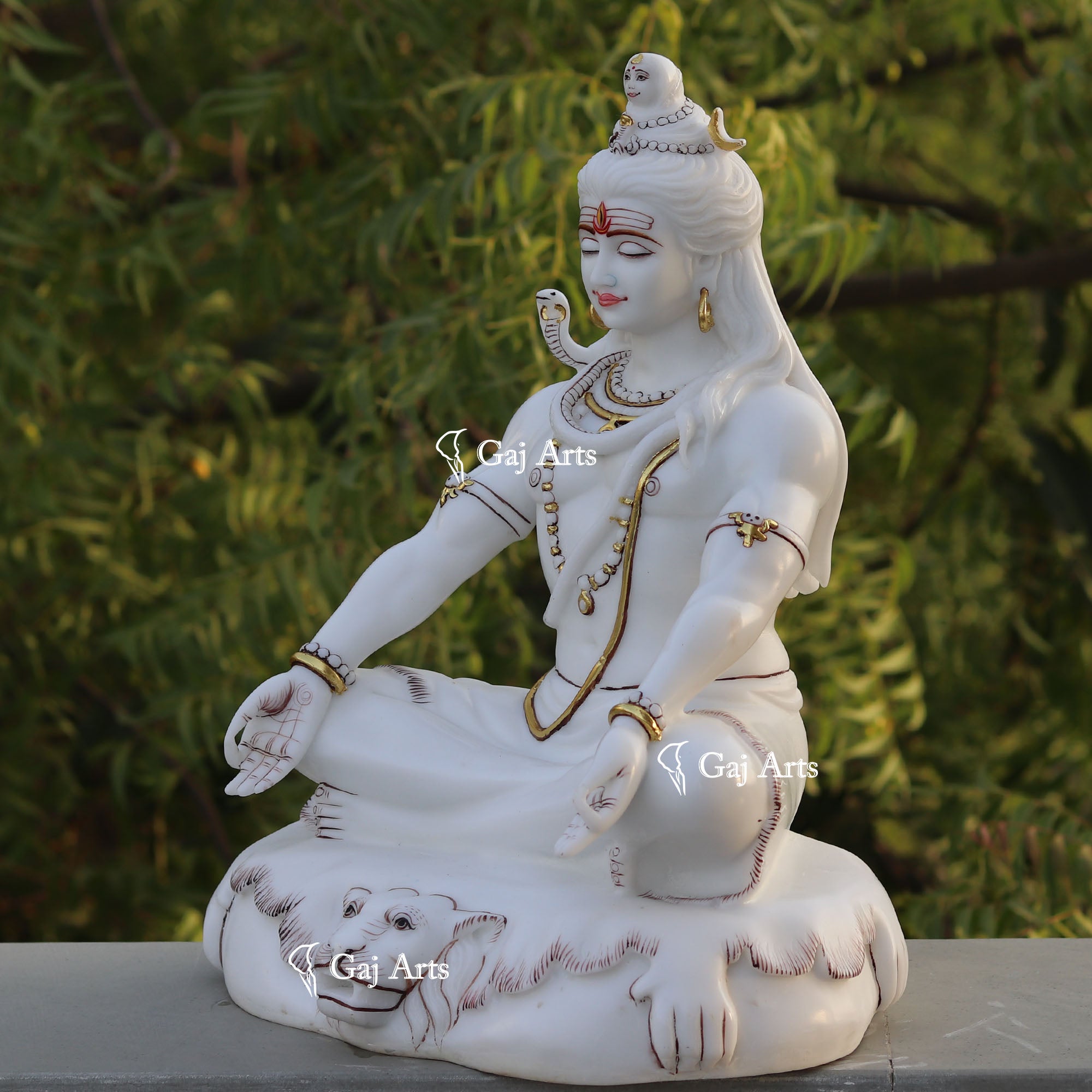 White Marble Ethiopia Shiva Statue | 18 Inch