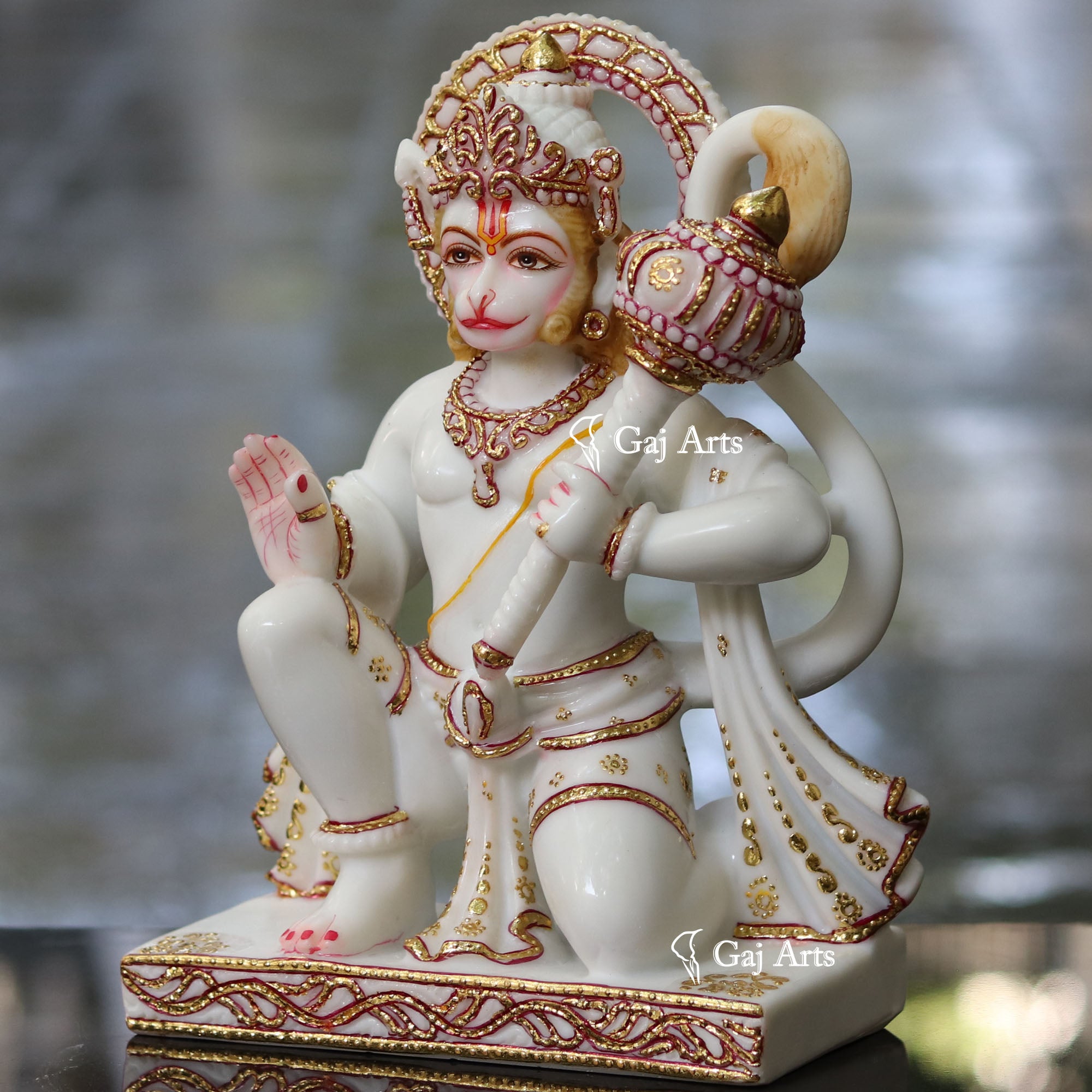 White Ethiopia Marble Hanuman Ji Idol | 12 Inch