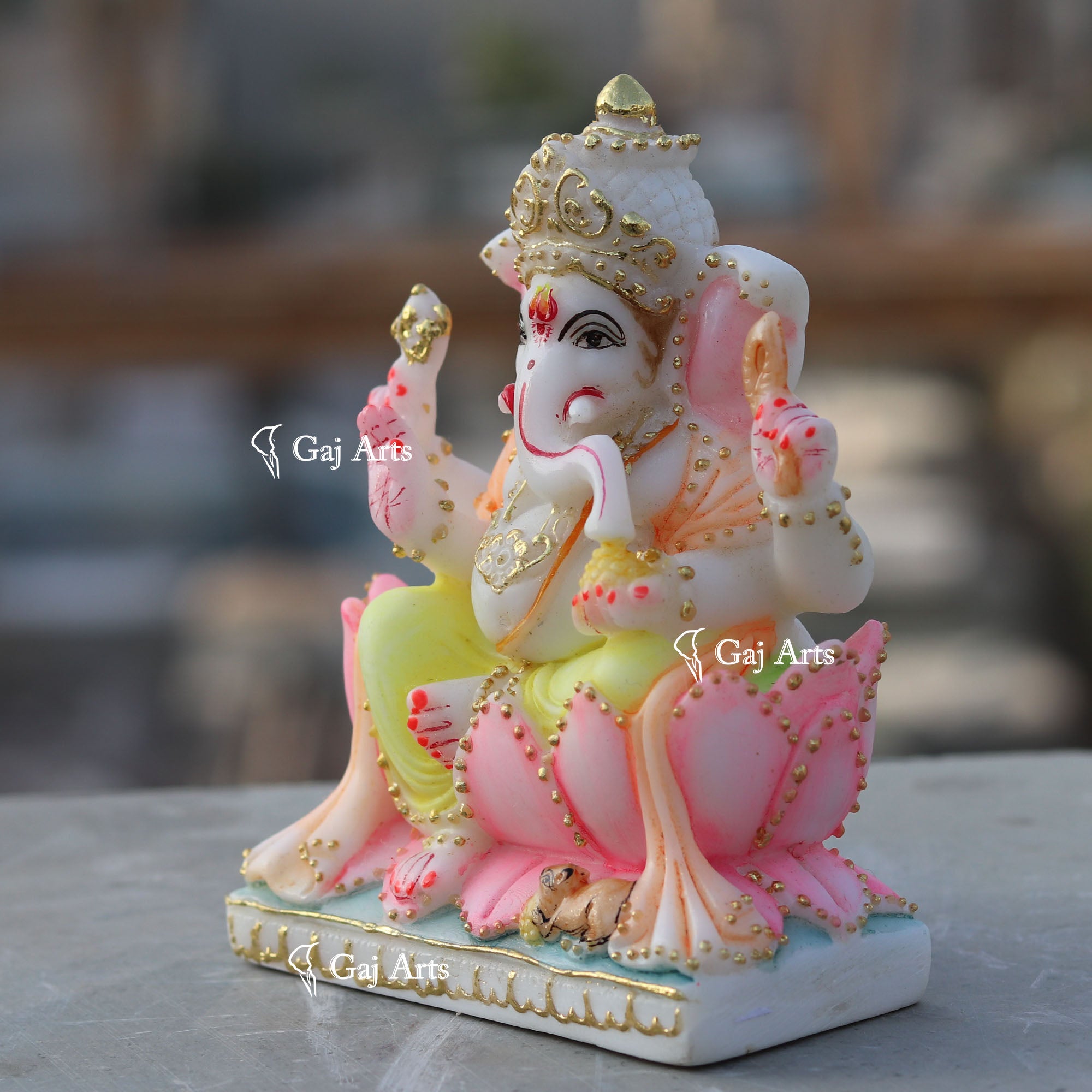 White Marble  Ethiopia Ganesh Murti | 5 Inch